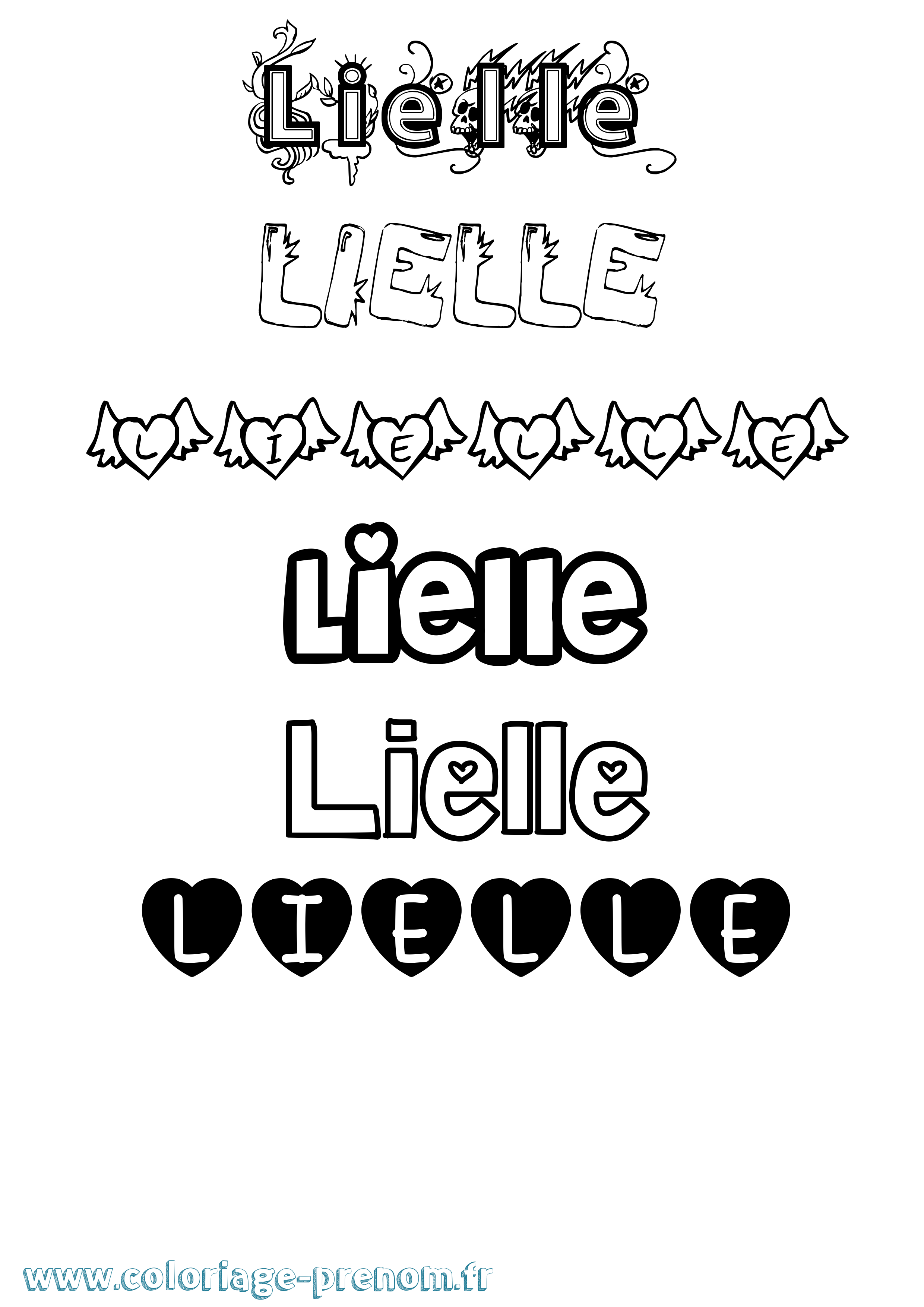 Coloriage Lielle Girly Coloriage prénom Lielle Girly