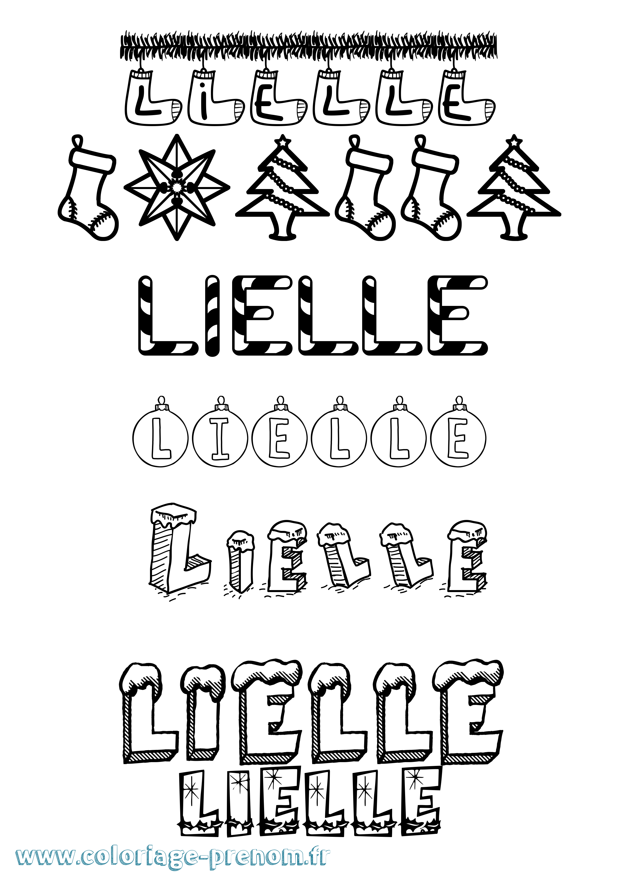 Coloriage Lielle Noël Coloriage prénom Lielle Noël