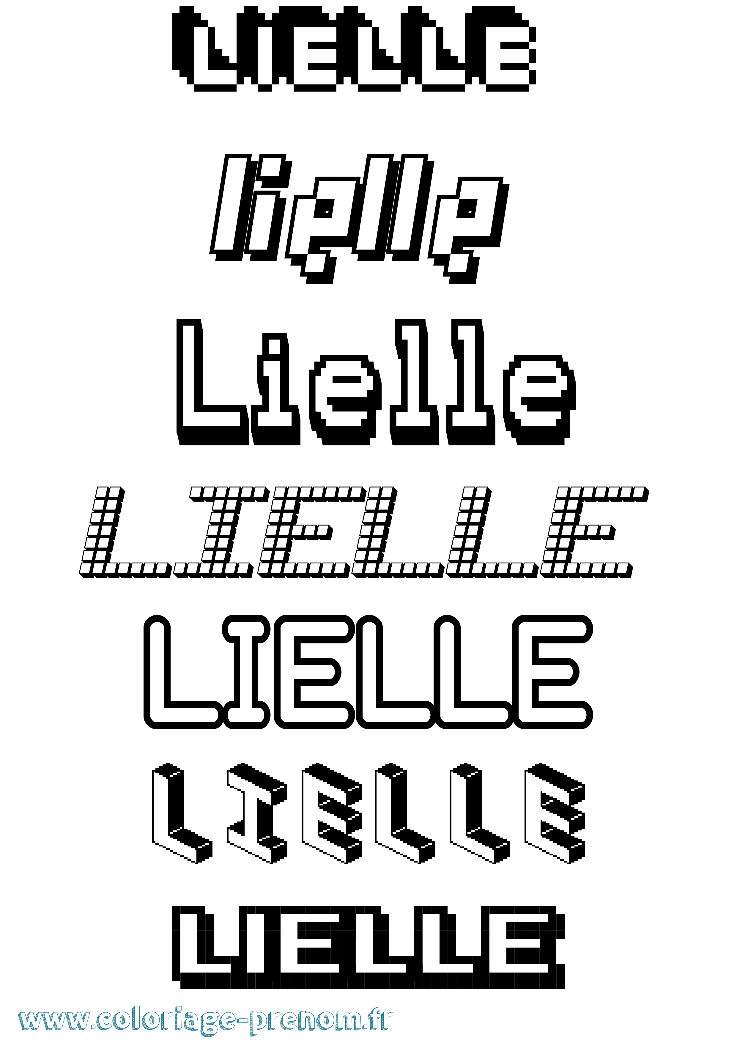 Coloriage Lielle Pixel Coloriage prénom Lielle Pixel