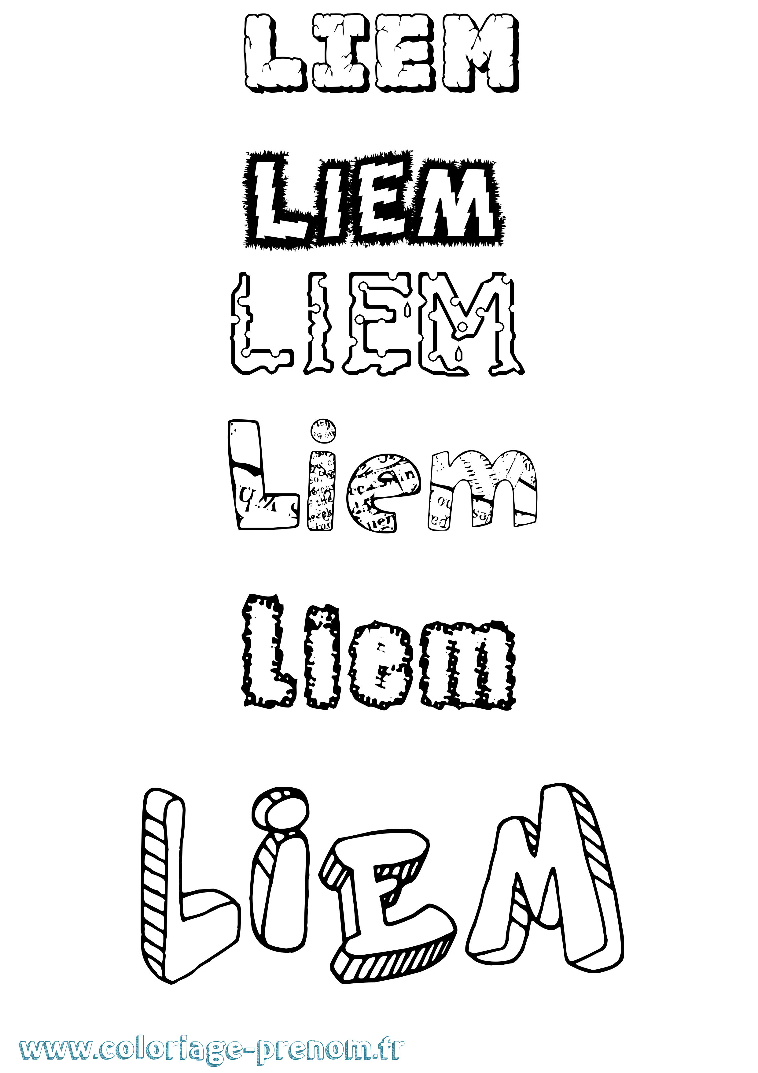 Coloriage Liem Destructuré Coloriage prénom Liem Destructuré