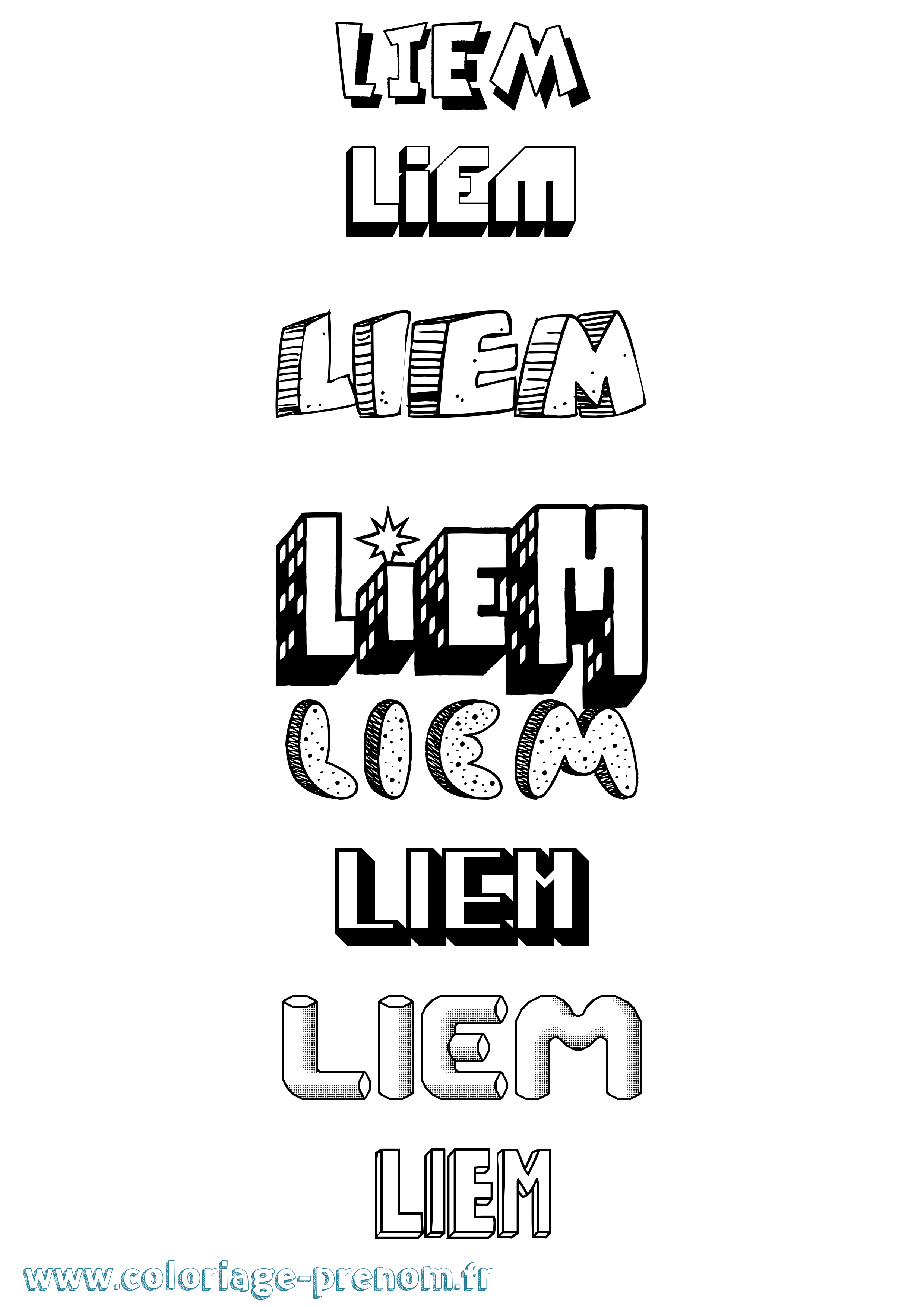 Coloriage Liem Effet 3D Coloriage prénom Liem Effet 3D