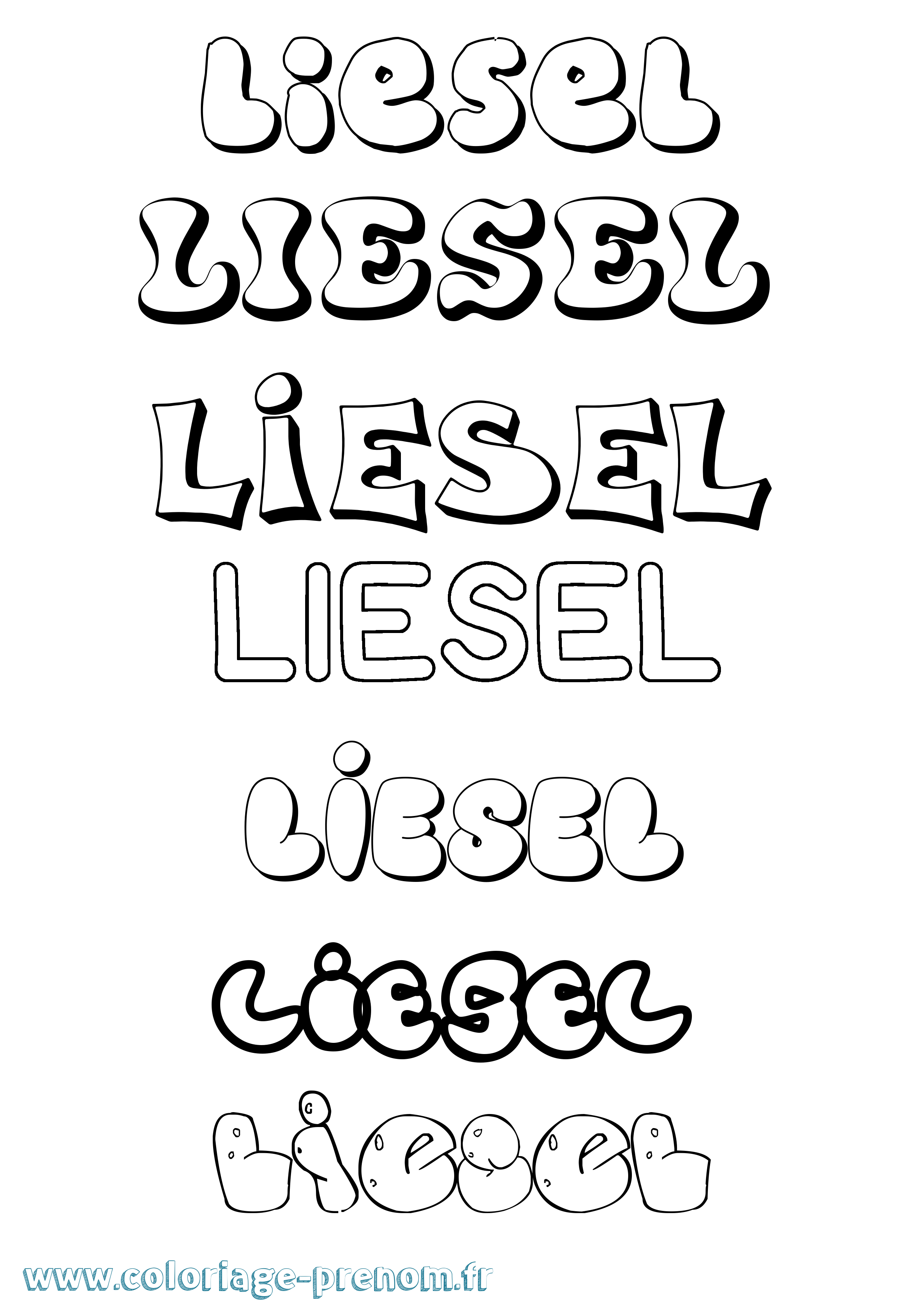 Coloriage Liesel Bubble Coloriage prénom Liesel Bubble