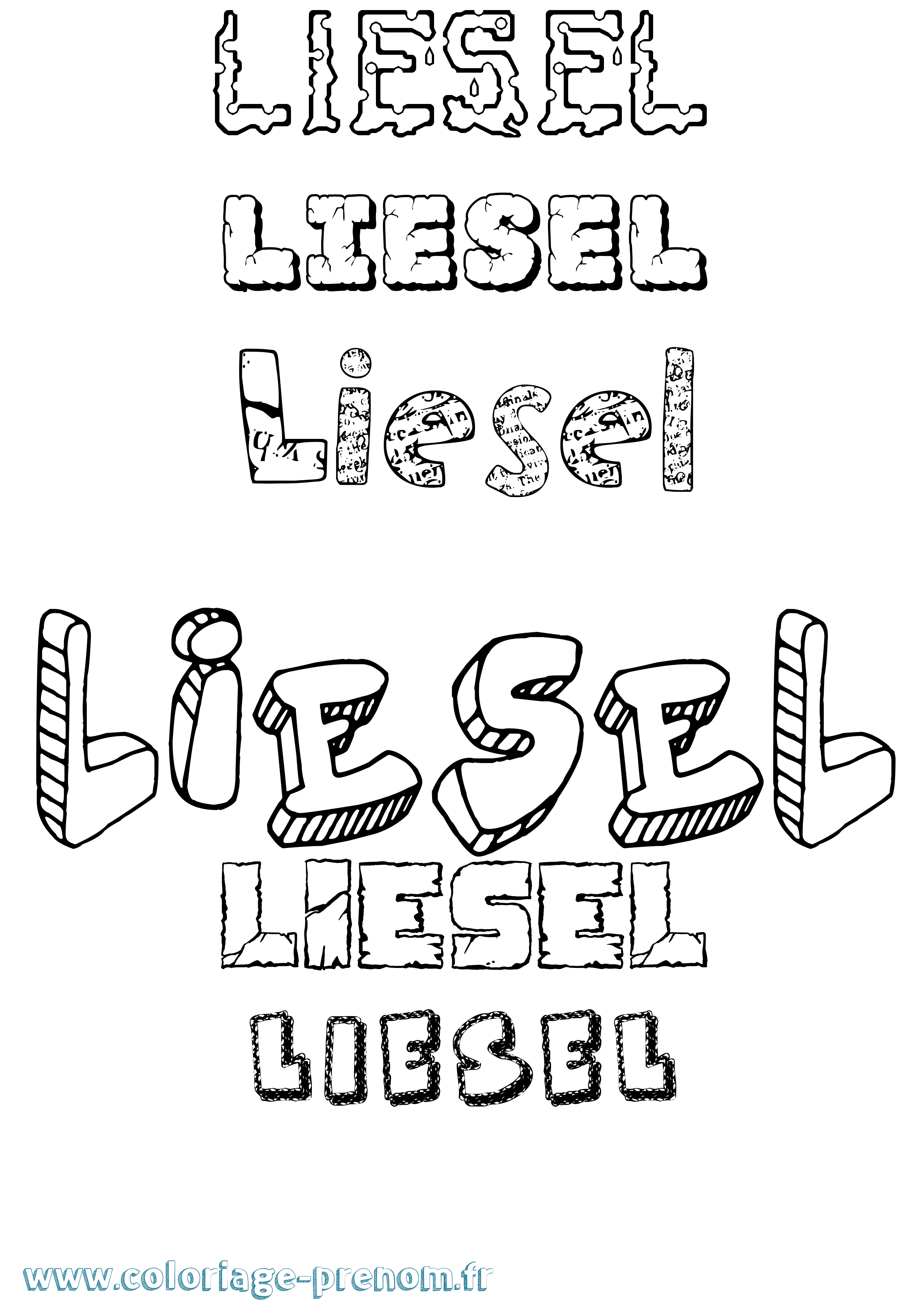 Coloriage Liesel Destructuré Coloriage prénom Liesel Destructuré