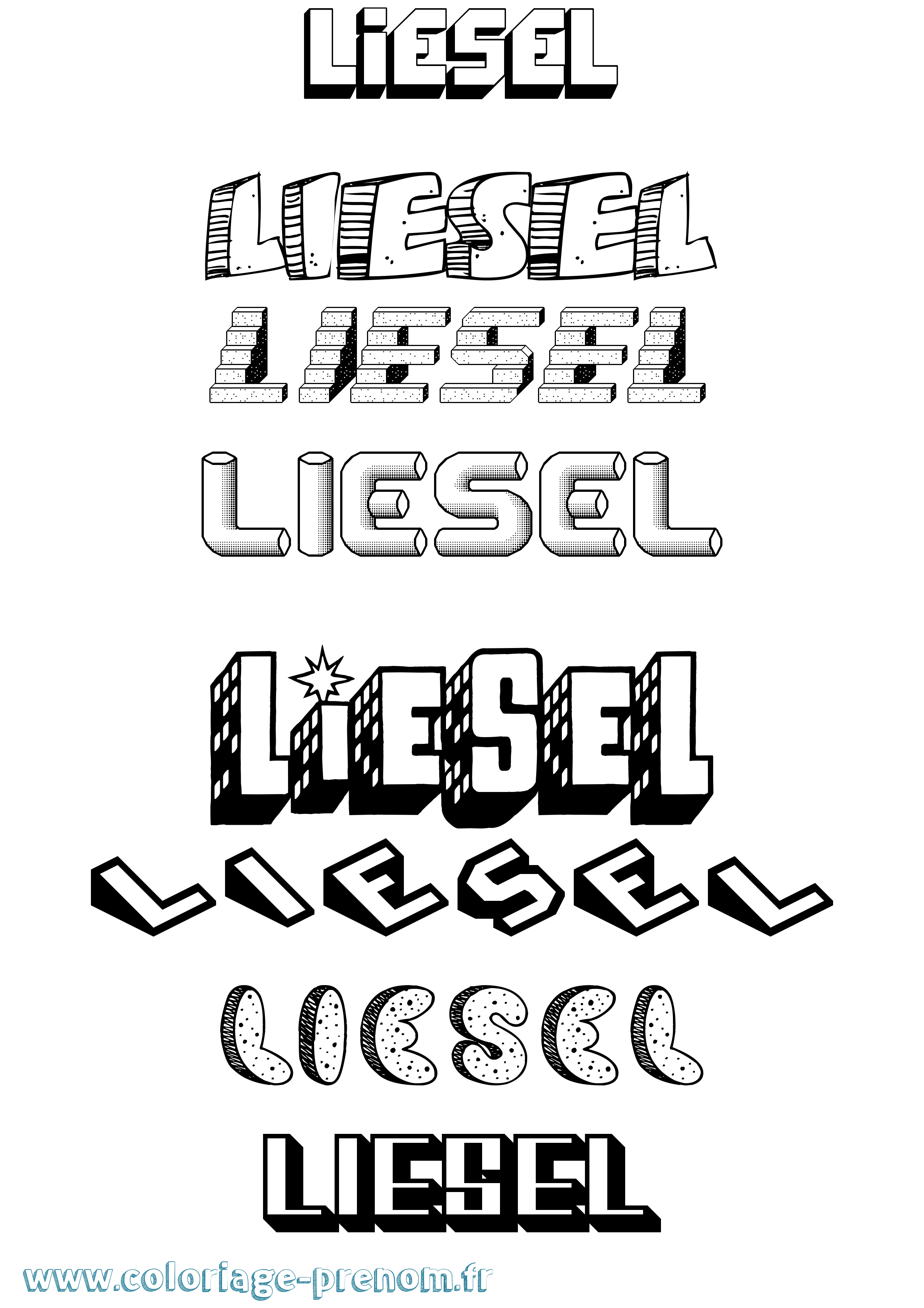 Coloriage Liesel Effet 3D Coloriage prénom Liesel Effet 3D