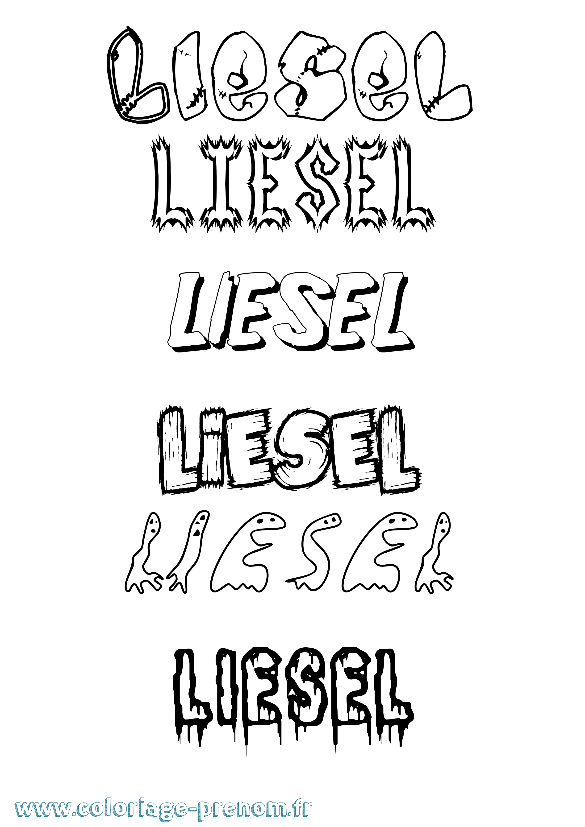 Coloriage Liesel Frisson Coloriage prénom Liesel Frisson