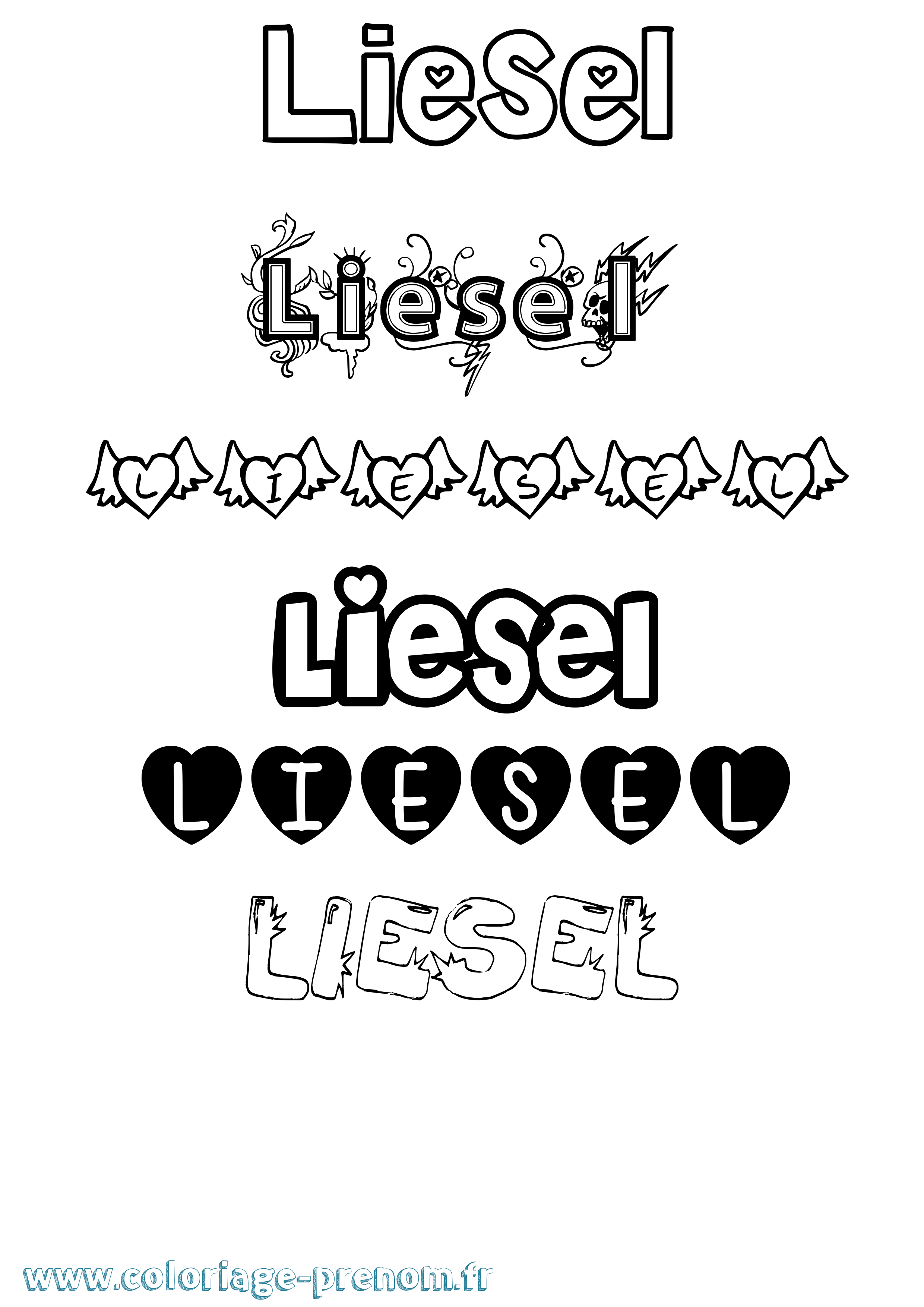 Coloriage Liesel Girly Coloriage prénom Liesel Girly