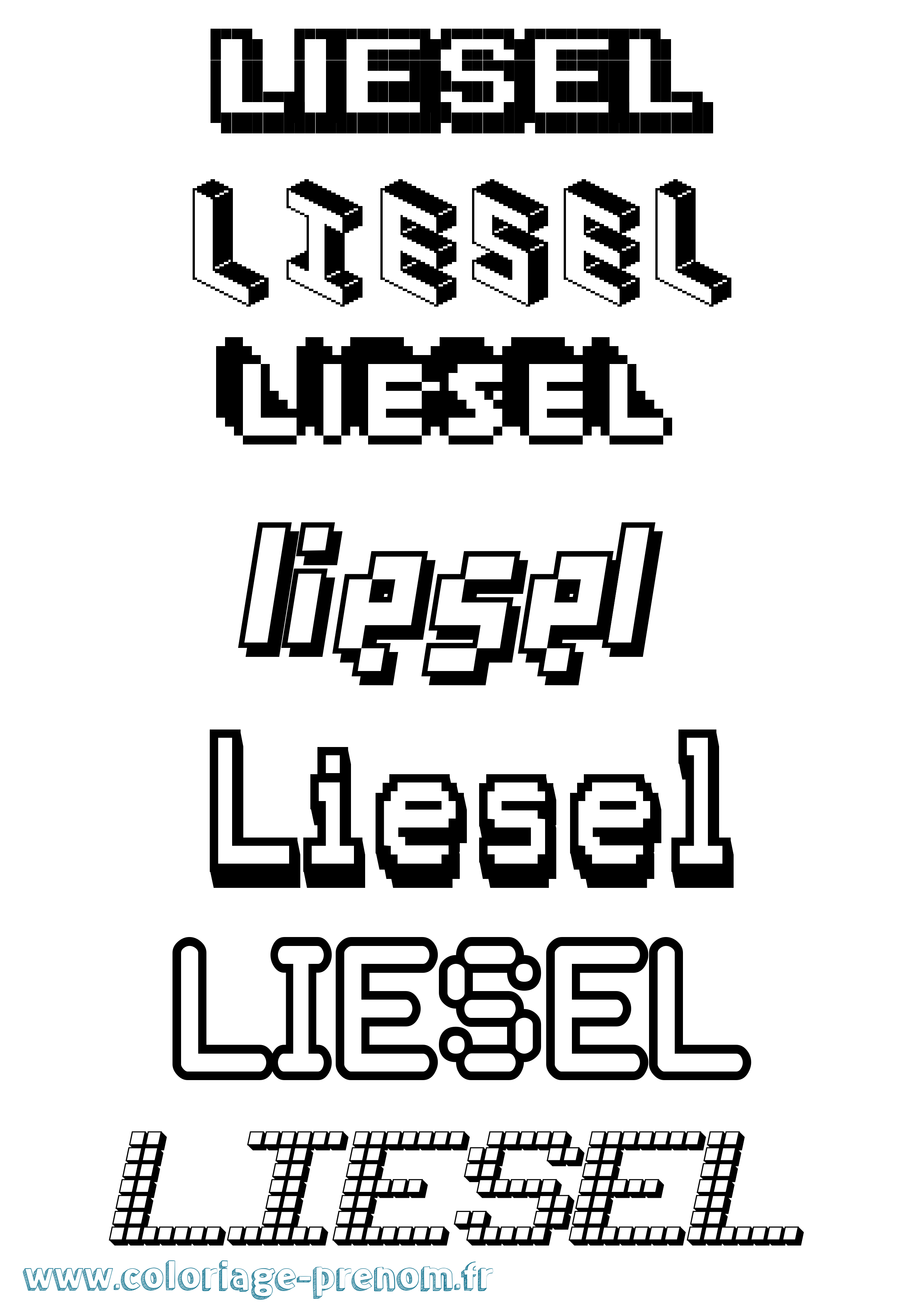 Coloriage Liesel Pixel Coloriage prénom Liesel Pixel