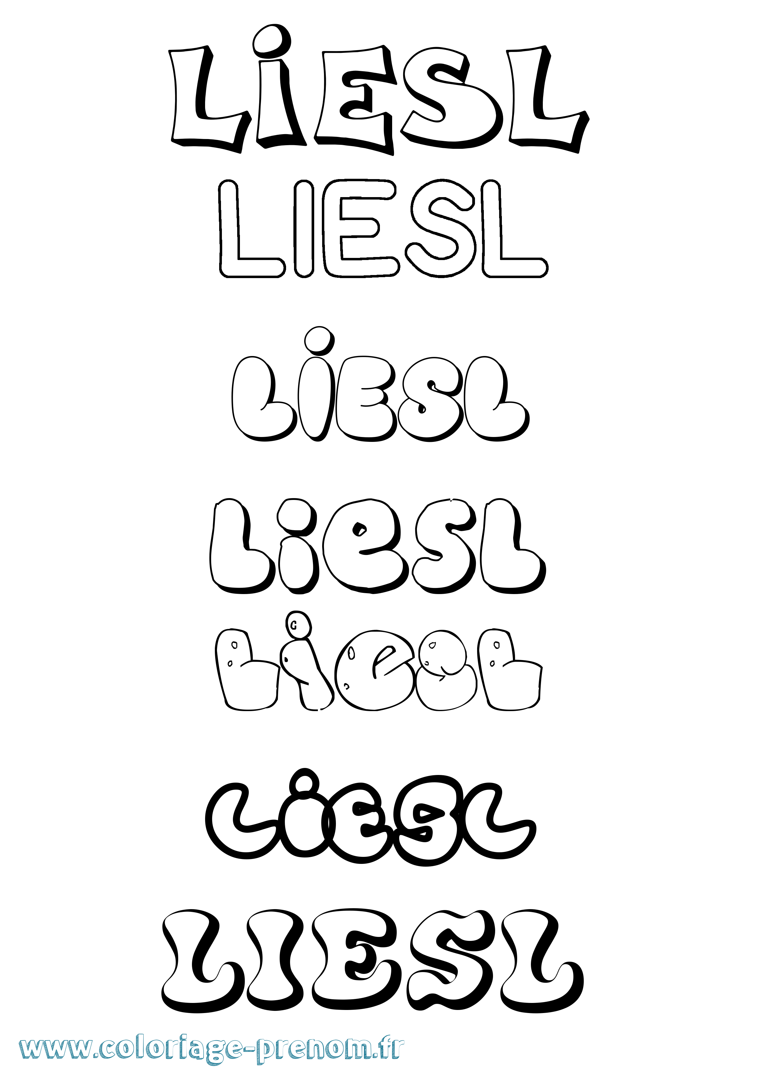 Coloriage Liesl Bubble Coloriage prénom Liesl Bubble