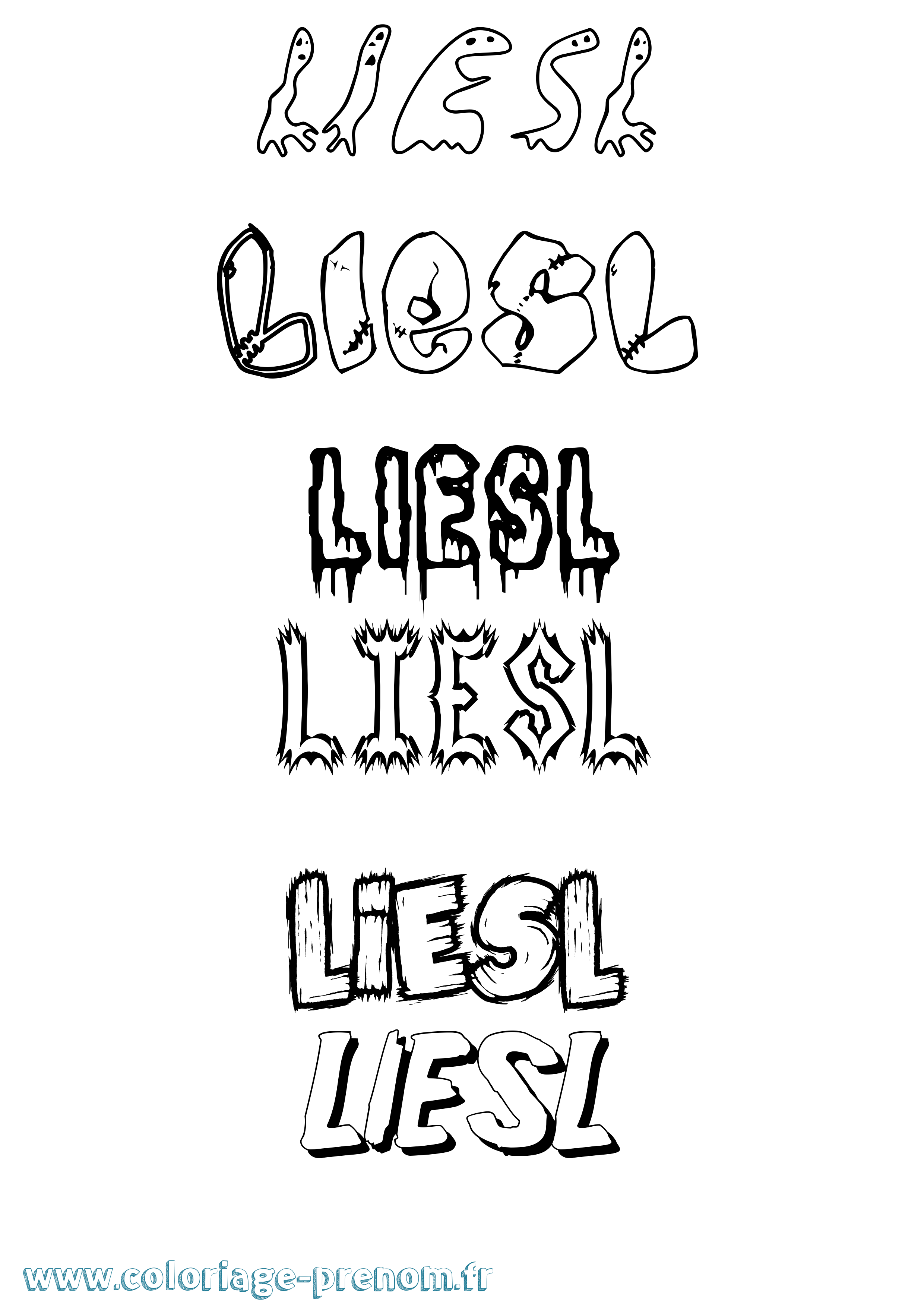 Coloriage Liesl Frisson Coloriage prénom Liesl Frisson