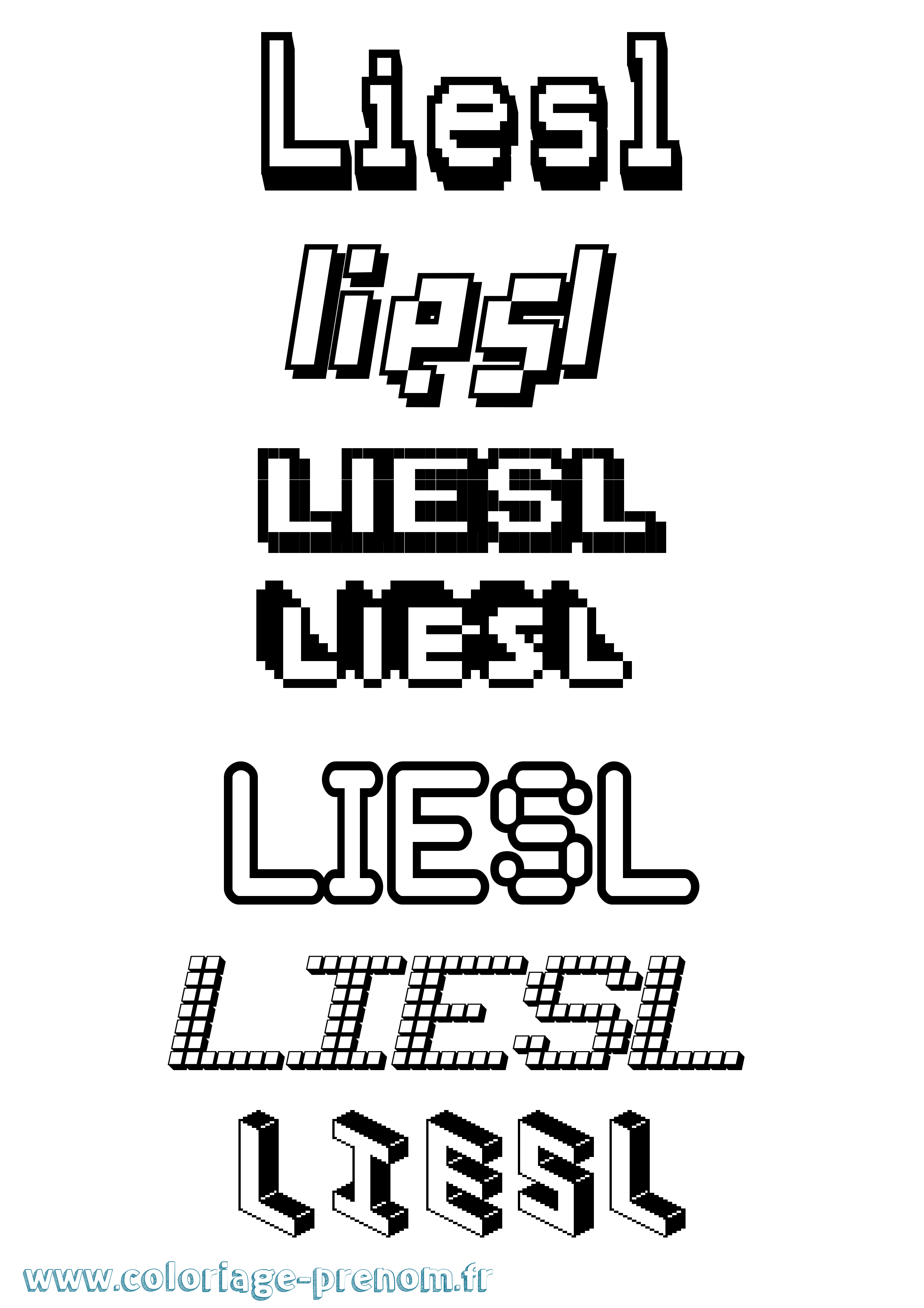 Coloriage Liesl Pixel Coloriage prénom Liesl Pixel