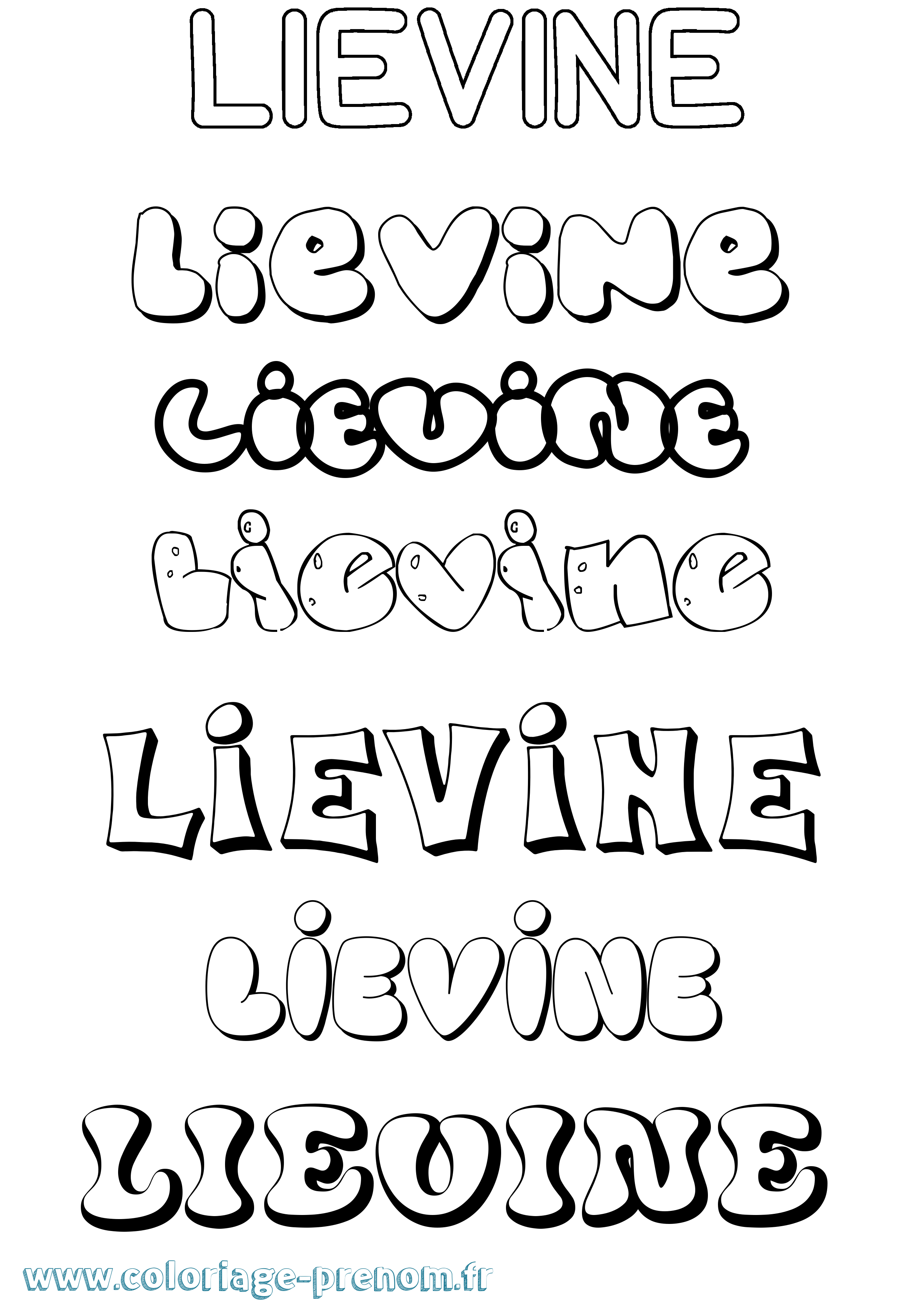 Coloriage Lievine Bubble Coloriage prénom Lievine Bubble