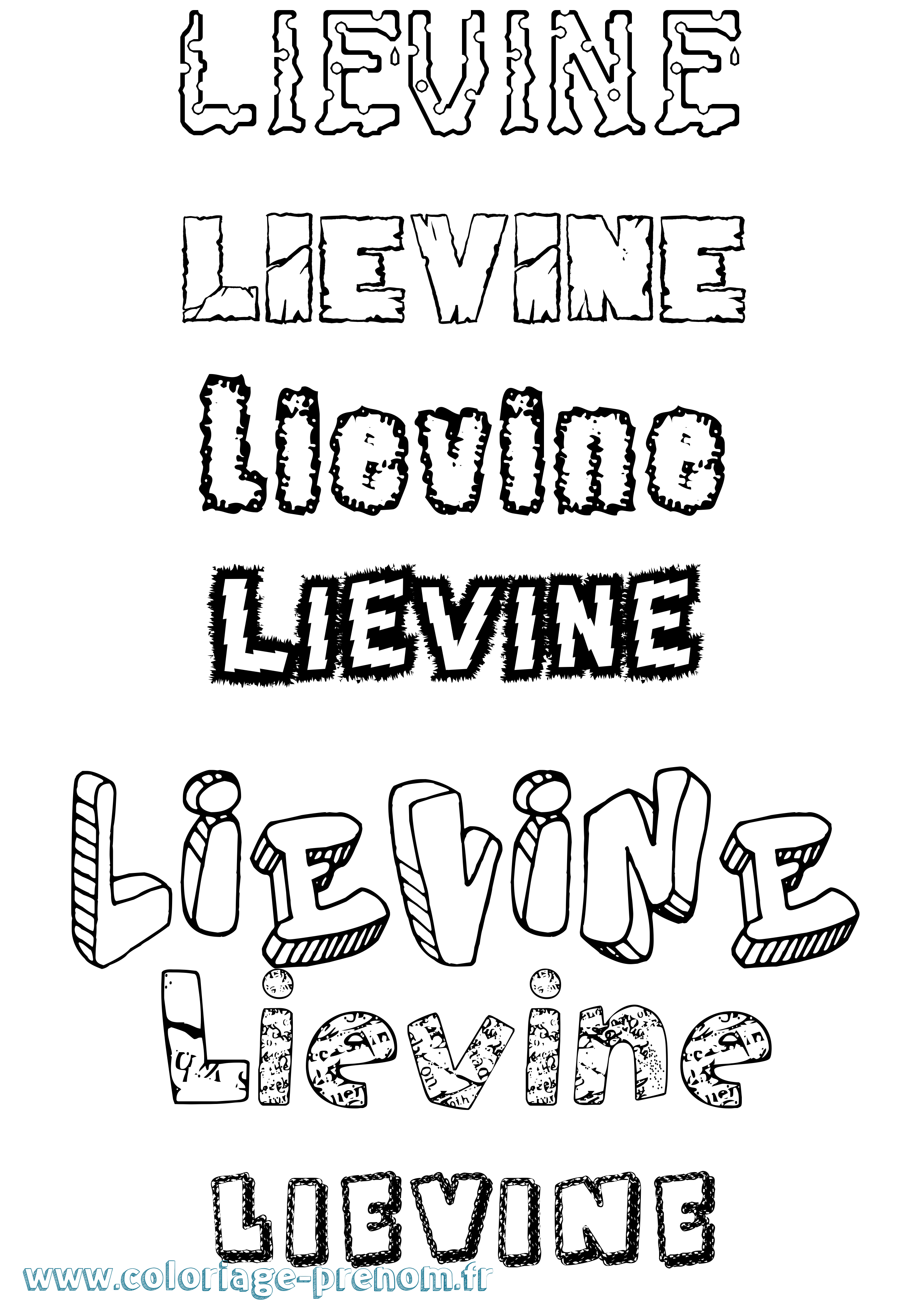 Coloriage Lievine Destructuré Coloriage prénom Lievine Destructuré