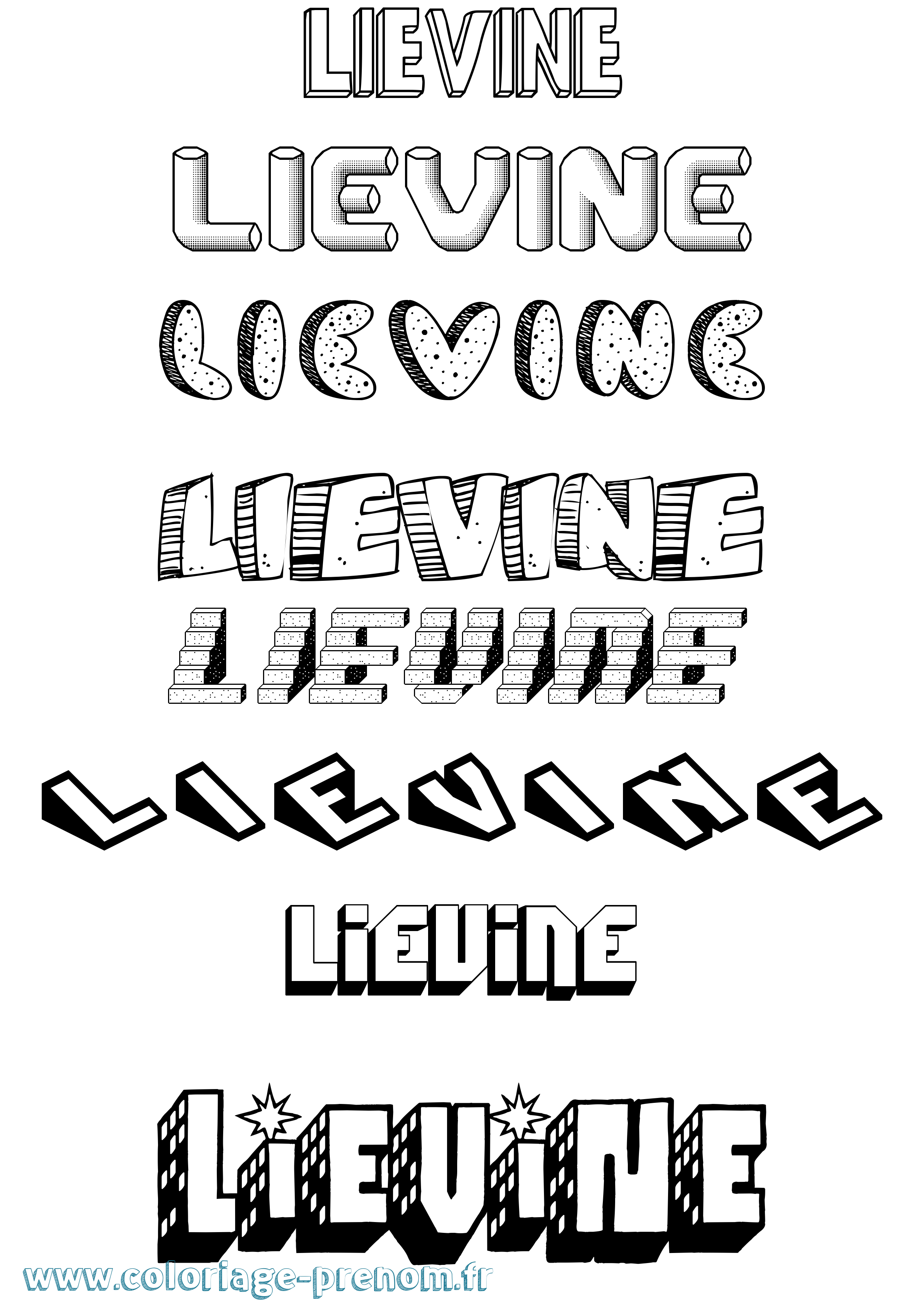Coloriage Lievine Effet 3D Coloriage prénom Lievine Effet 3D