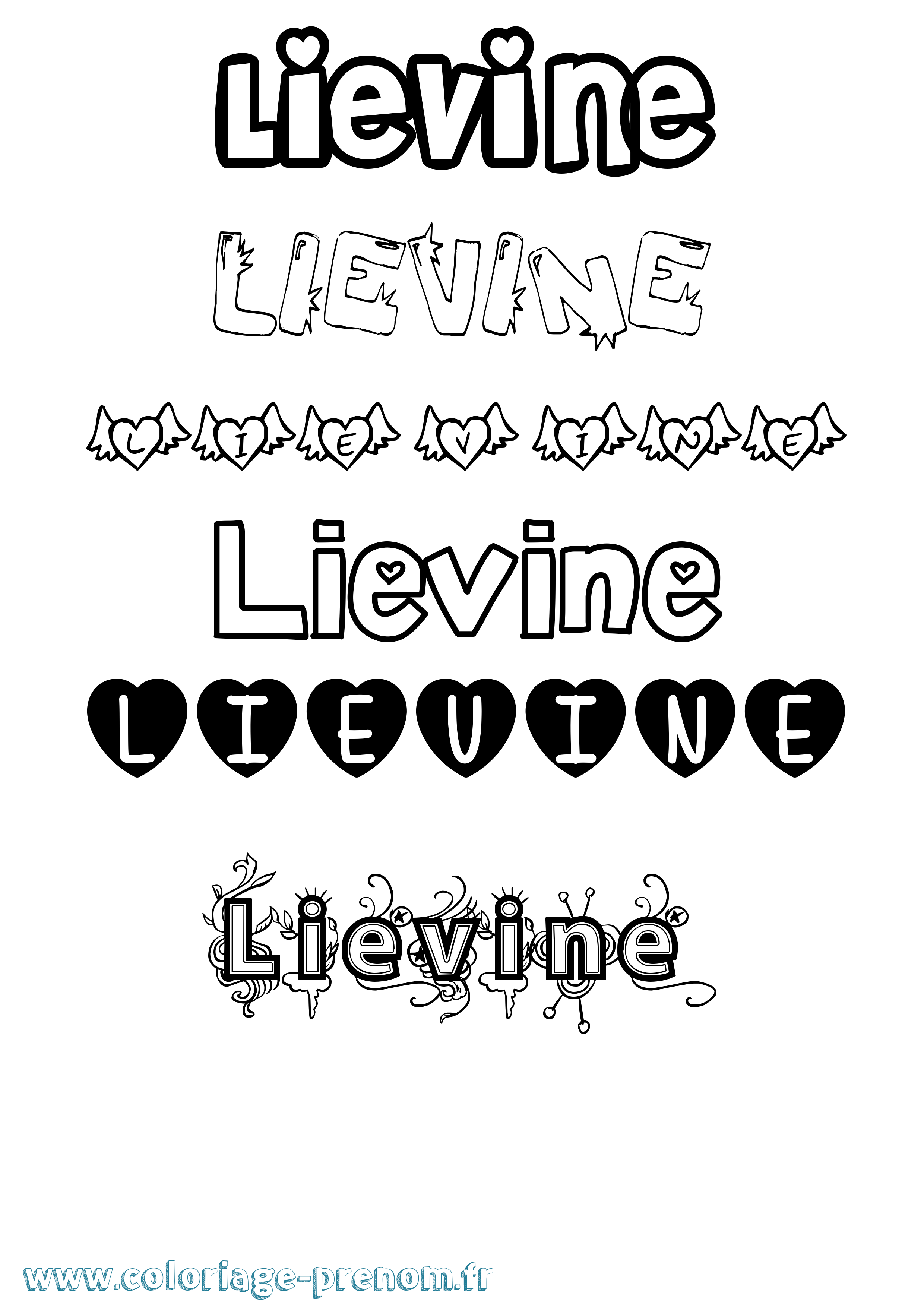 Coloriage Lievine Girly Coloriage prénom Lievine Girly