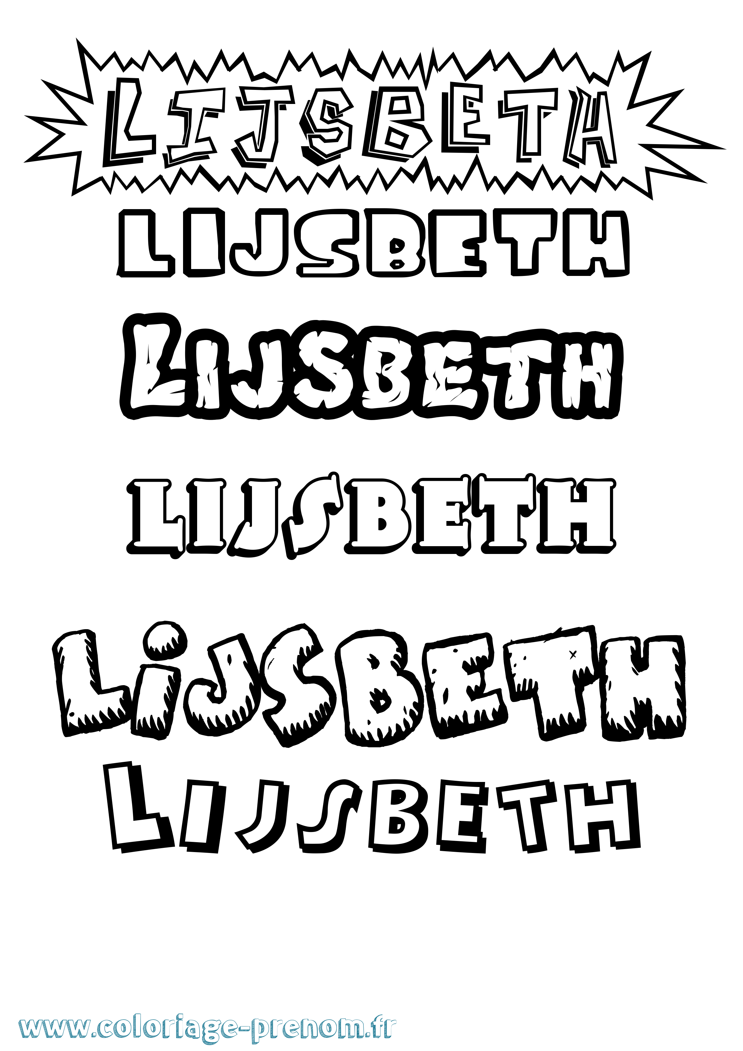 Coloriage Lijsbeth Dessin Animé Coloriage prénom Lijsbeth Dessin Animé