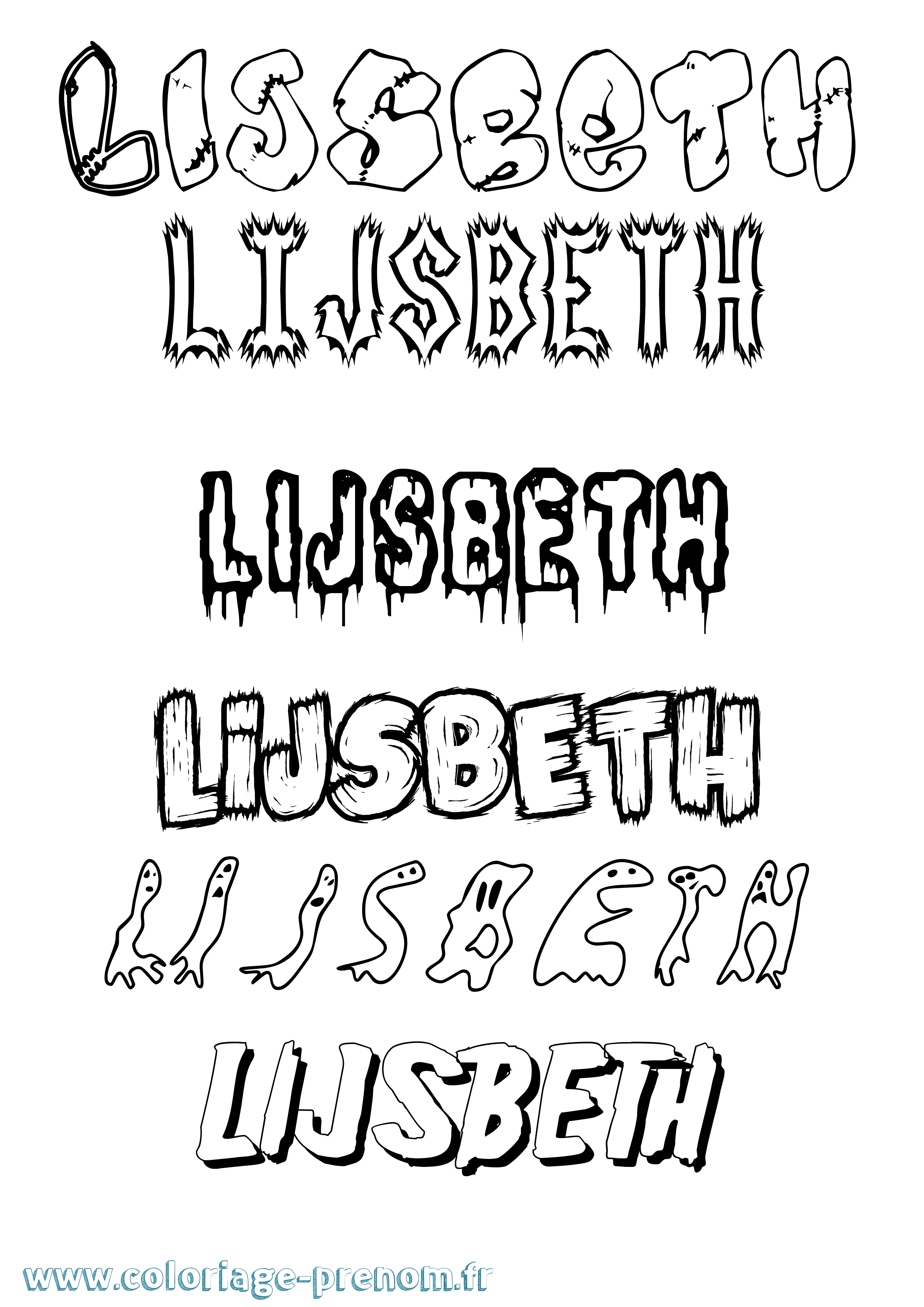 Coloriage Lijsbeth Frisson Coloriage prénom Lijsbeth Frisson