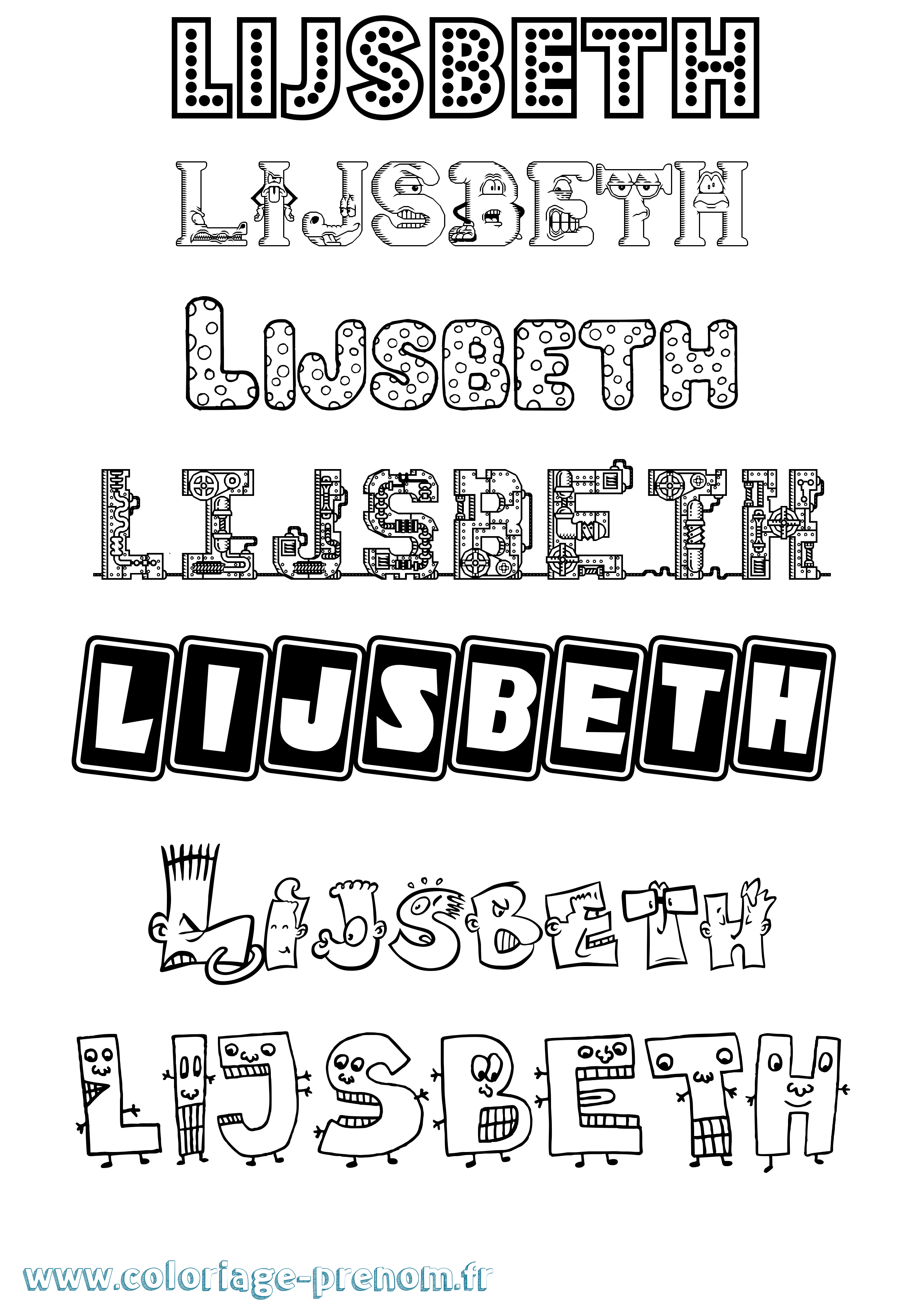 Coloriage Lijsbeth Fun Coloriage prénom Lijsbeth Fun