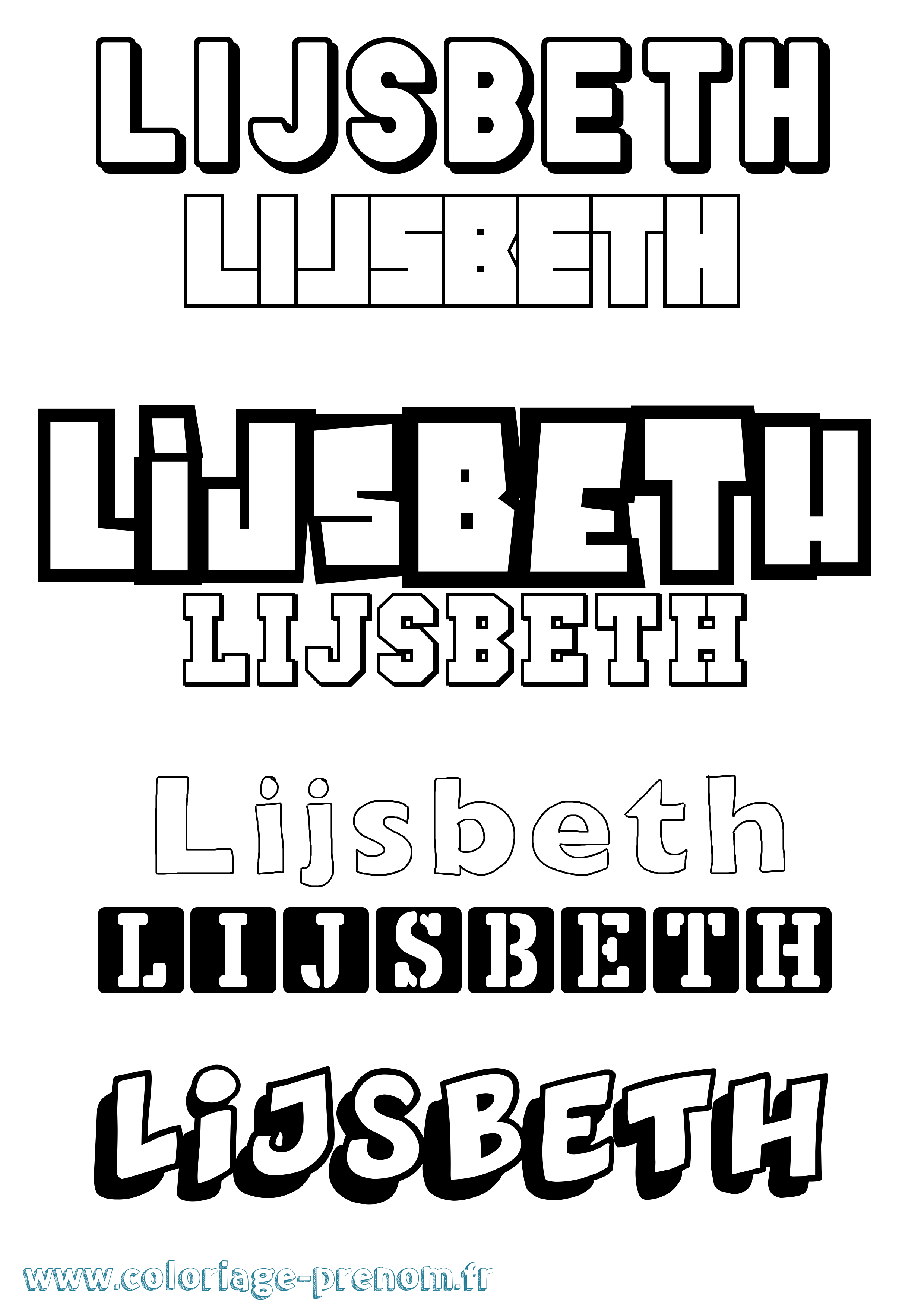 Coloriage Lijsbeth Simple Coloriage prénom Lijsbeth Simple
