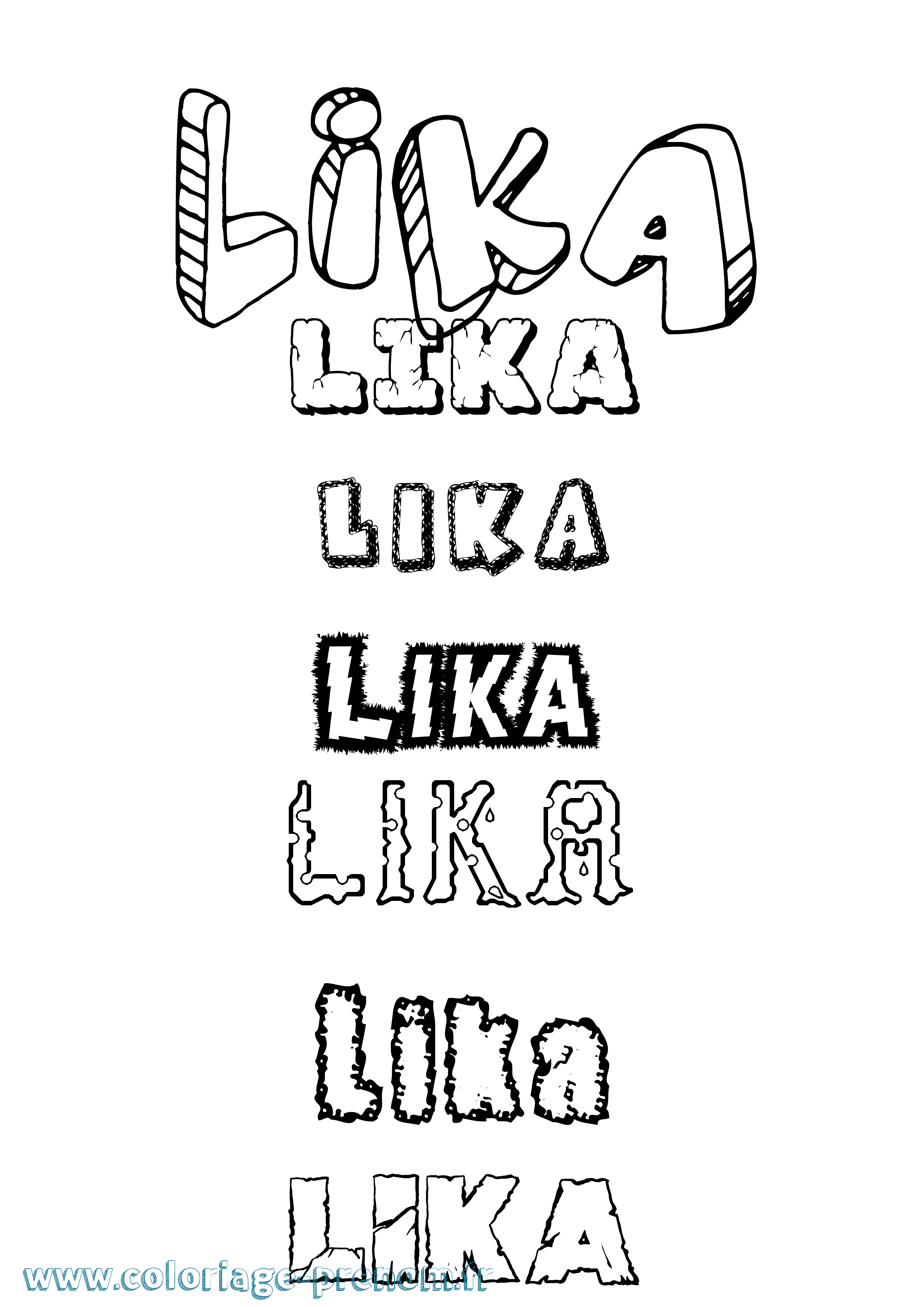 Coloriage Lika Destructuré Coloriage prénom Lika Destructuré