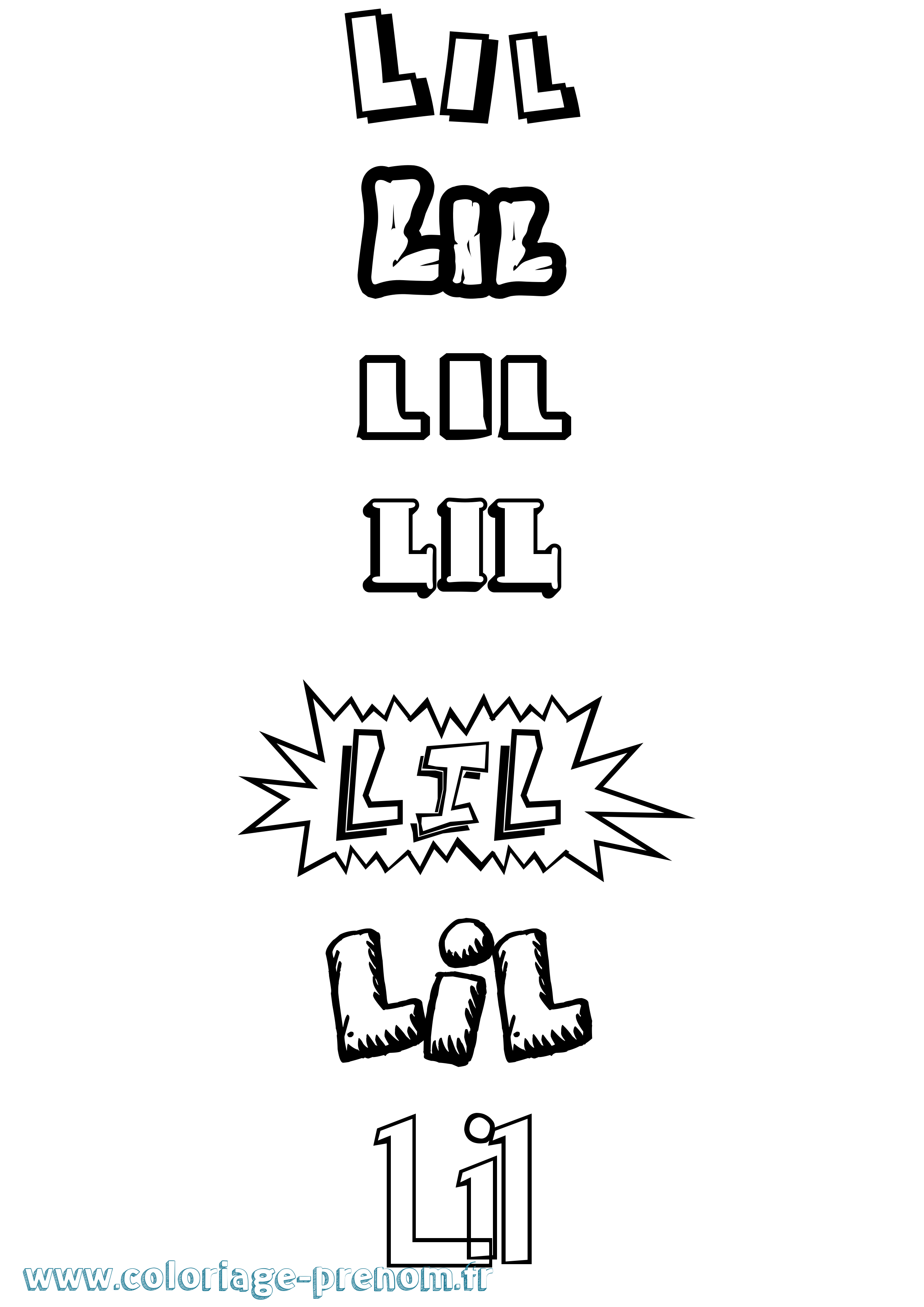 Coloriage Lil Dessin Animé Coloriage prénom Lil Dessin Animé