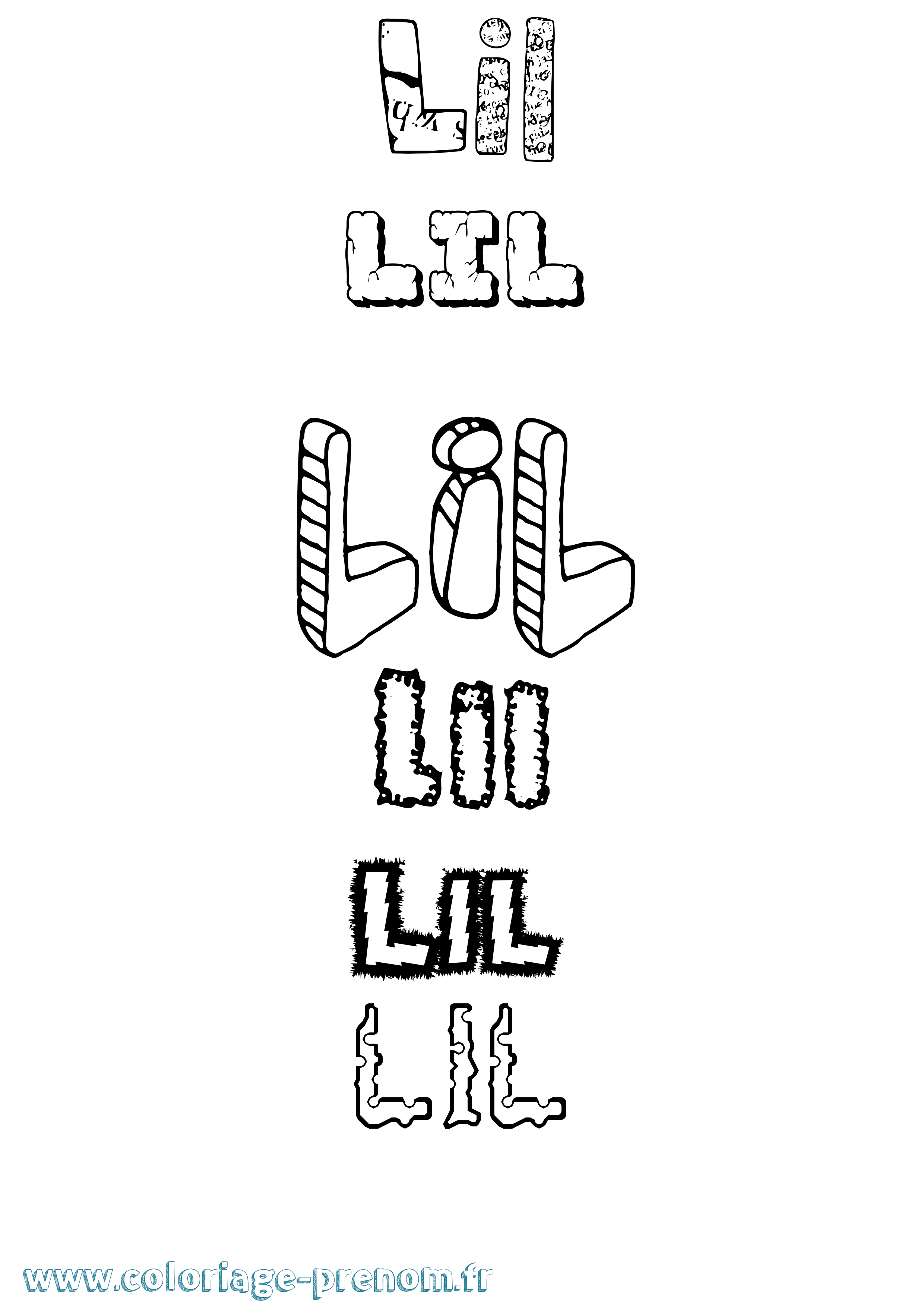 Coloriage Lil Destructuré Coloriage prénom Lil Destructuré