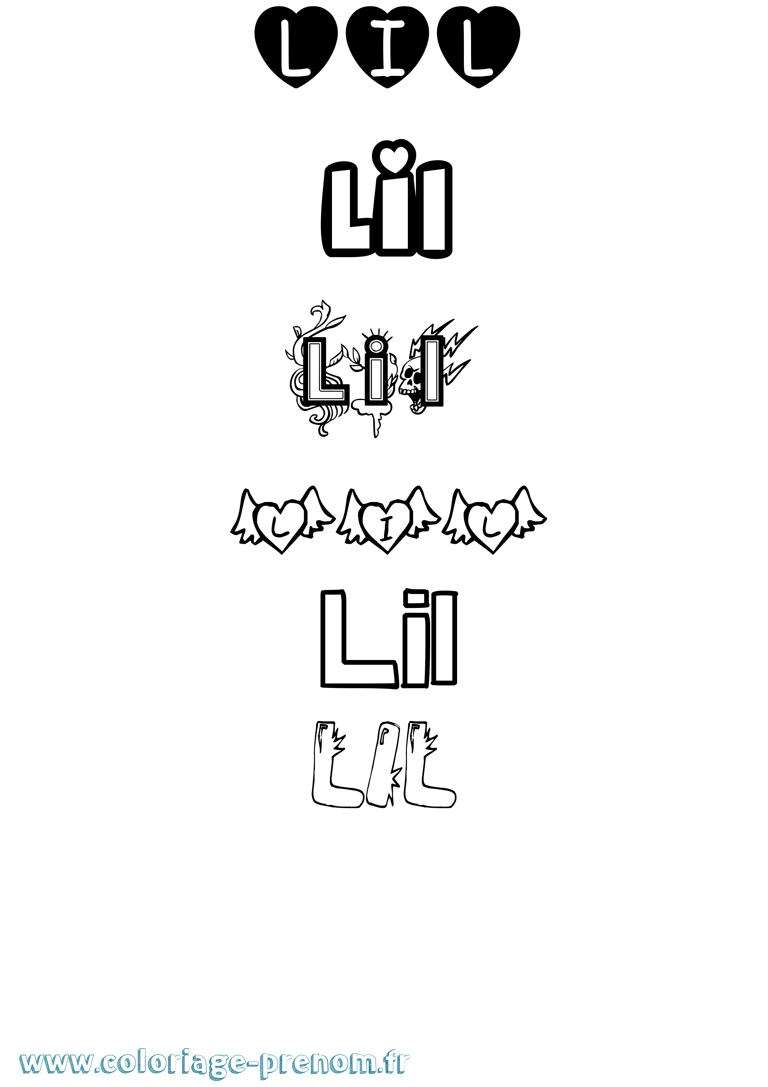 Coloriage Lil Girly Coloriage prénom Lil Girly