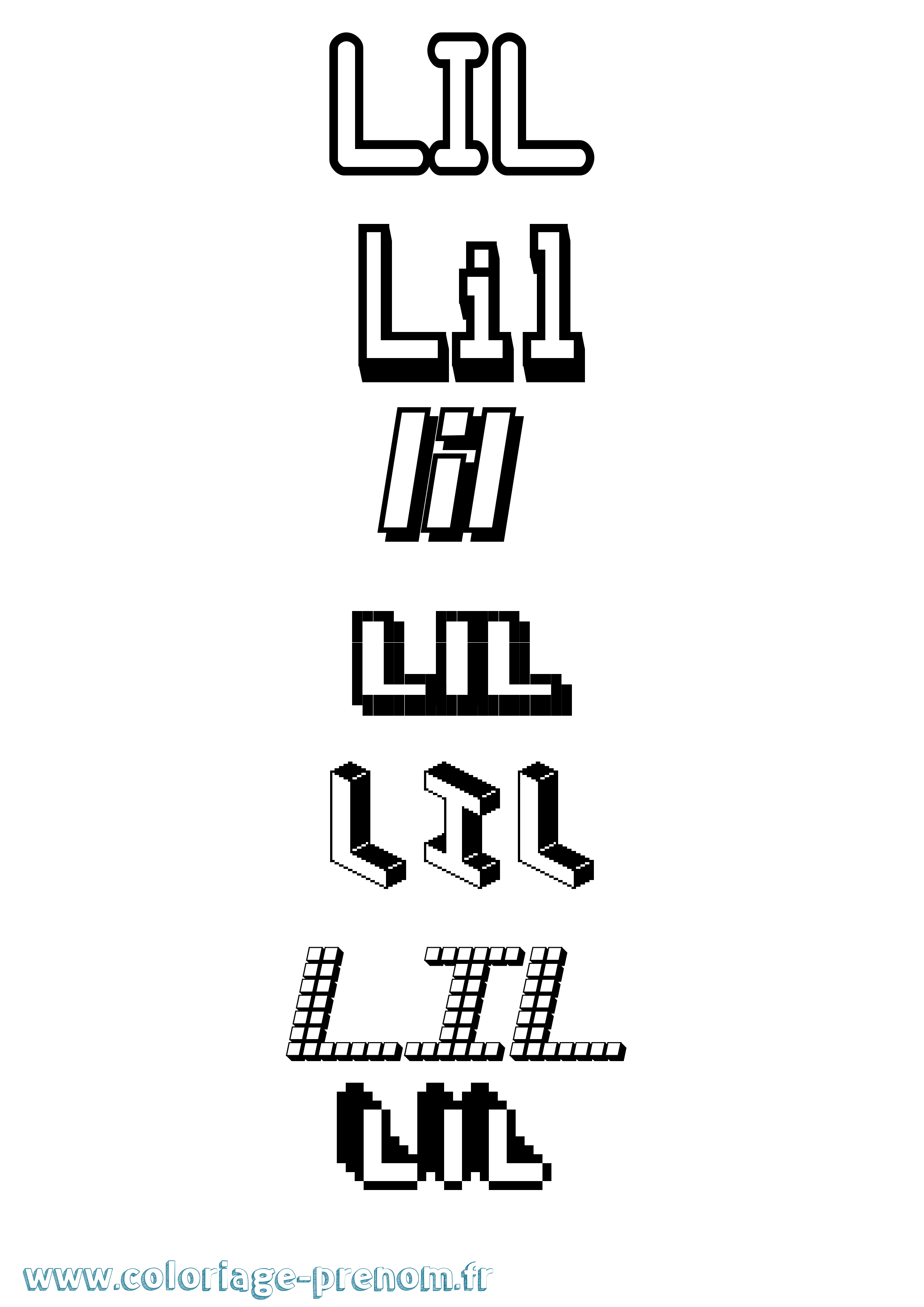 Coloriage Lil Pixel Coloriage prénom Lil Pixel