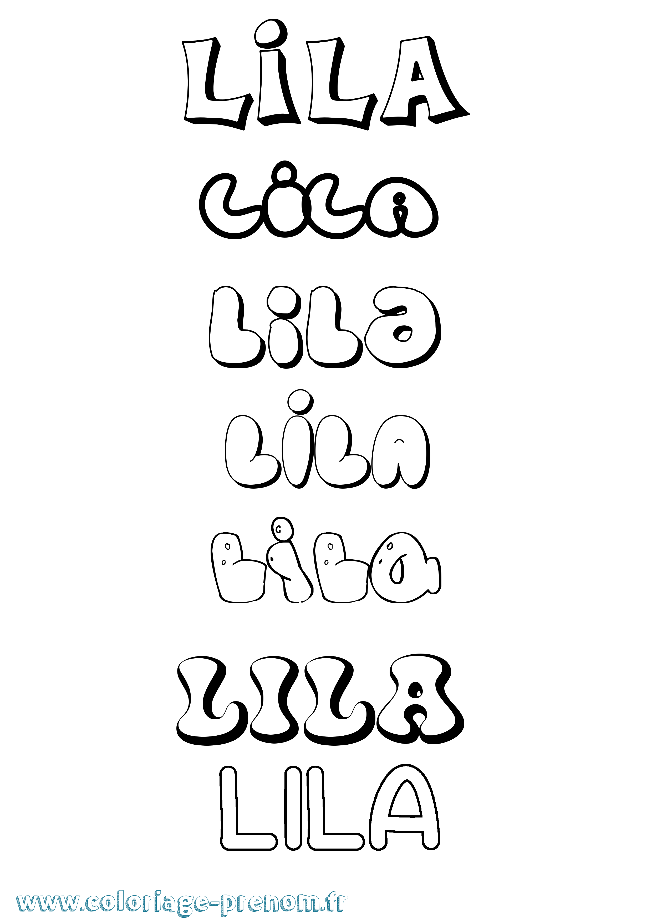 Coloriage Lila Bubble Coloriage prénom Lila Bubble