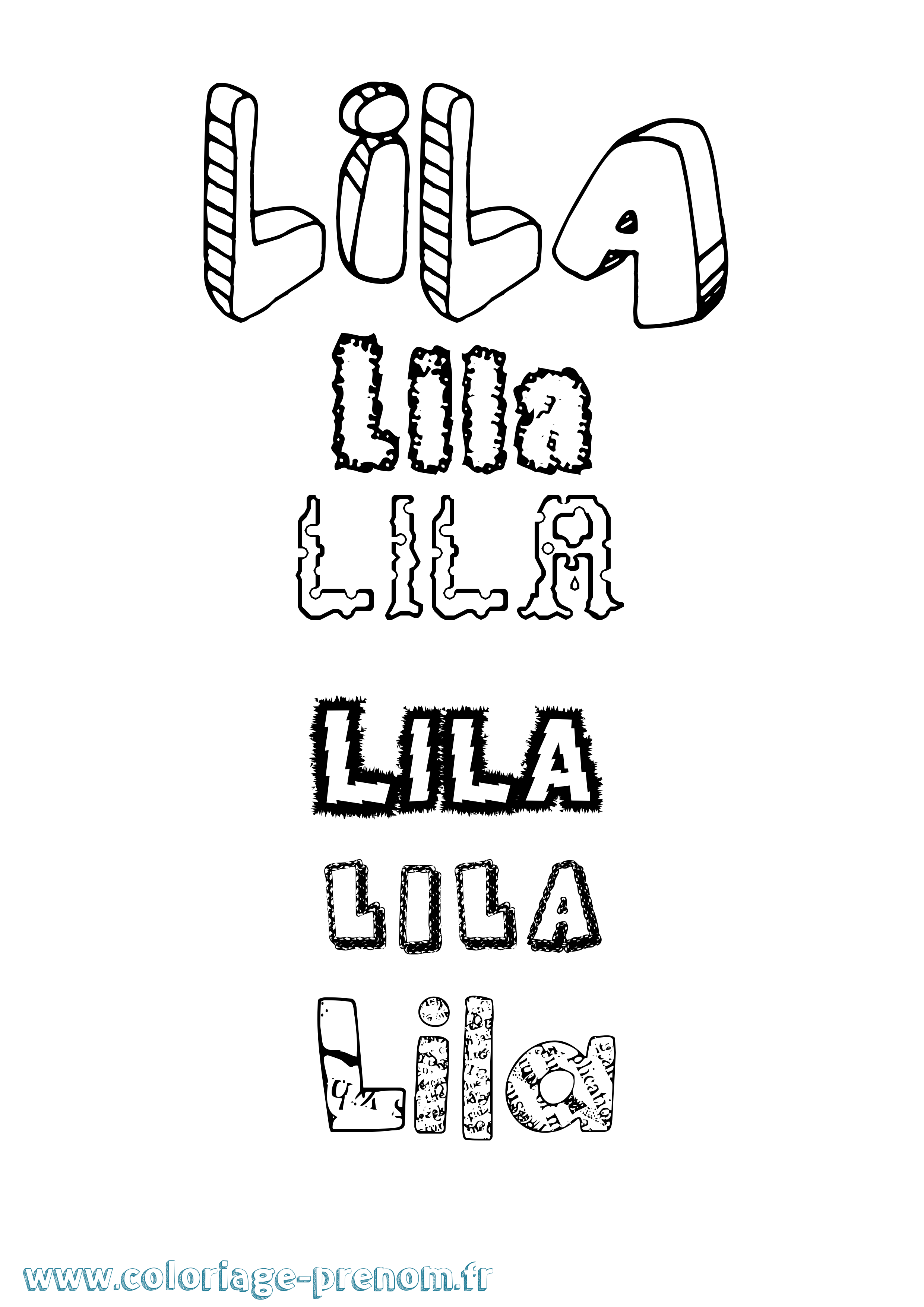 Coloriage Lila Destructuré Coloriage prénom Lila Destructuré