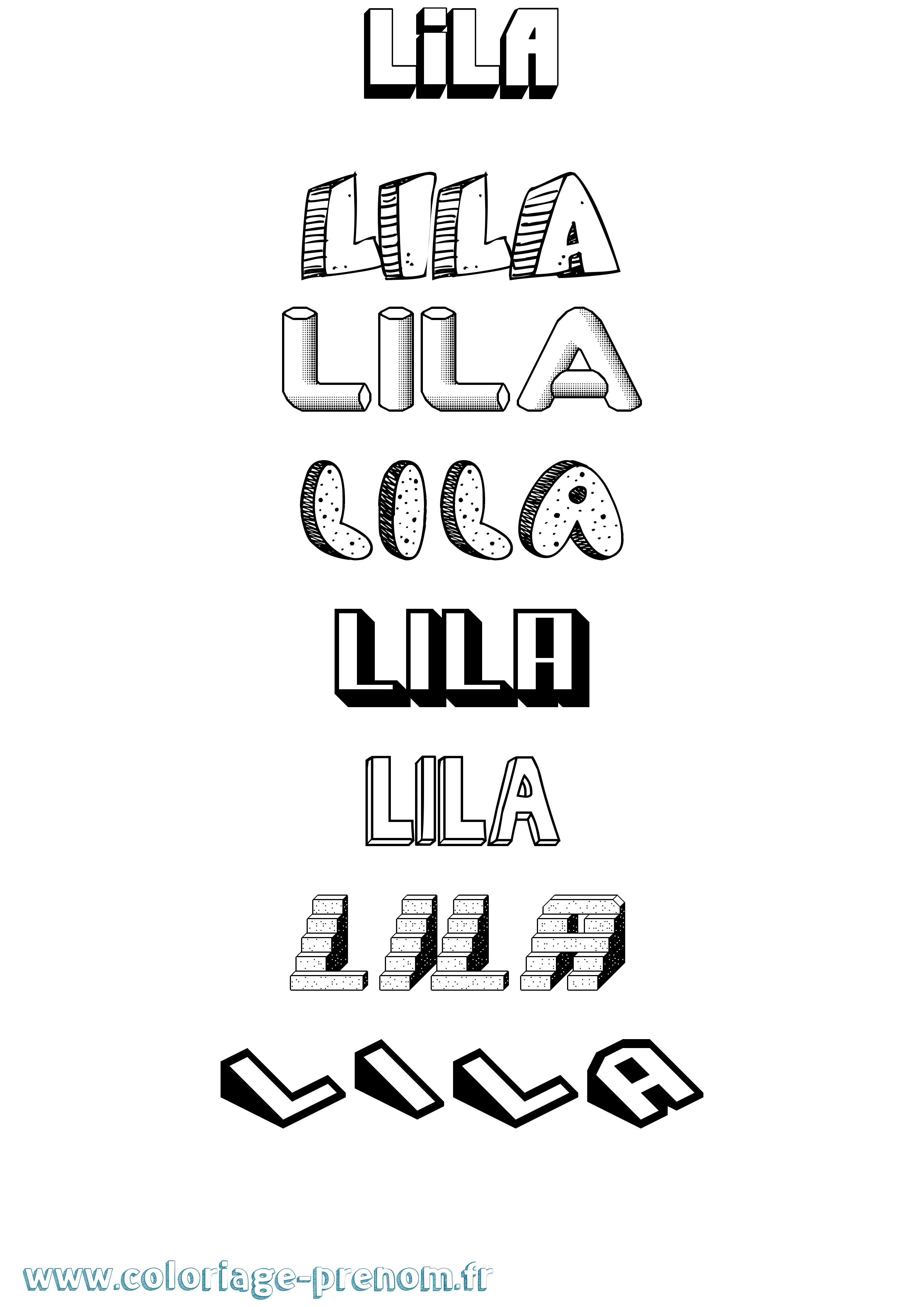 Coloriage Lila Effet 3D Coloriage prénom Lila Effet 3D