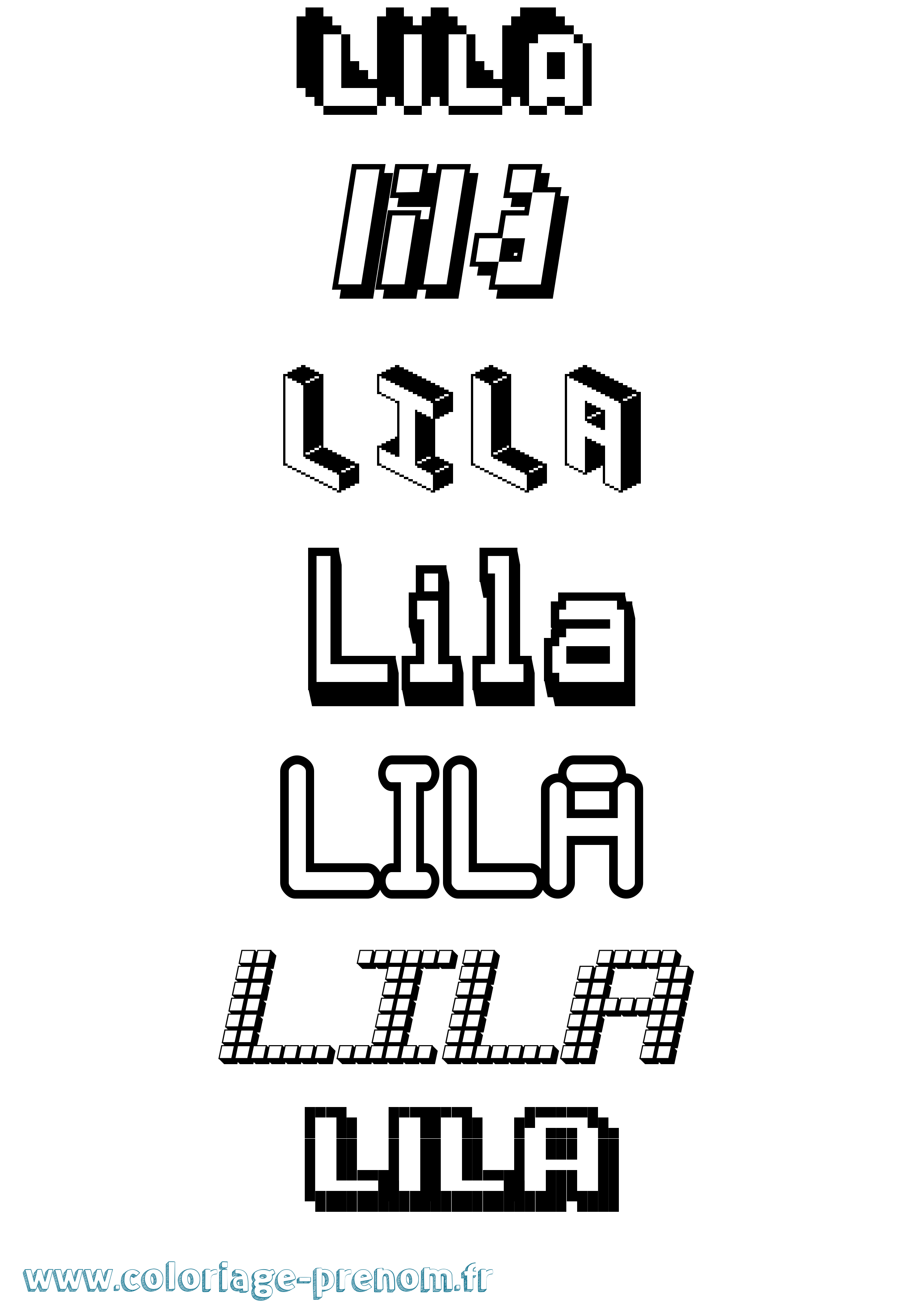 Coloriage Lila Pixel Coloriage prénom Lila Pixel