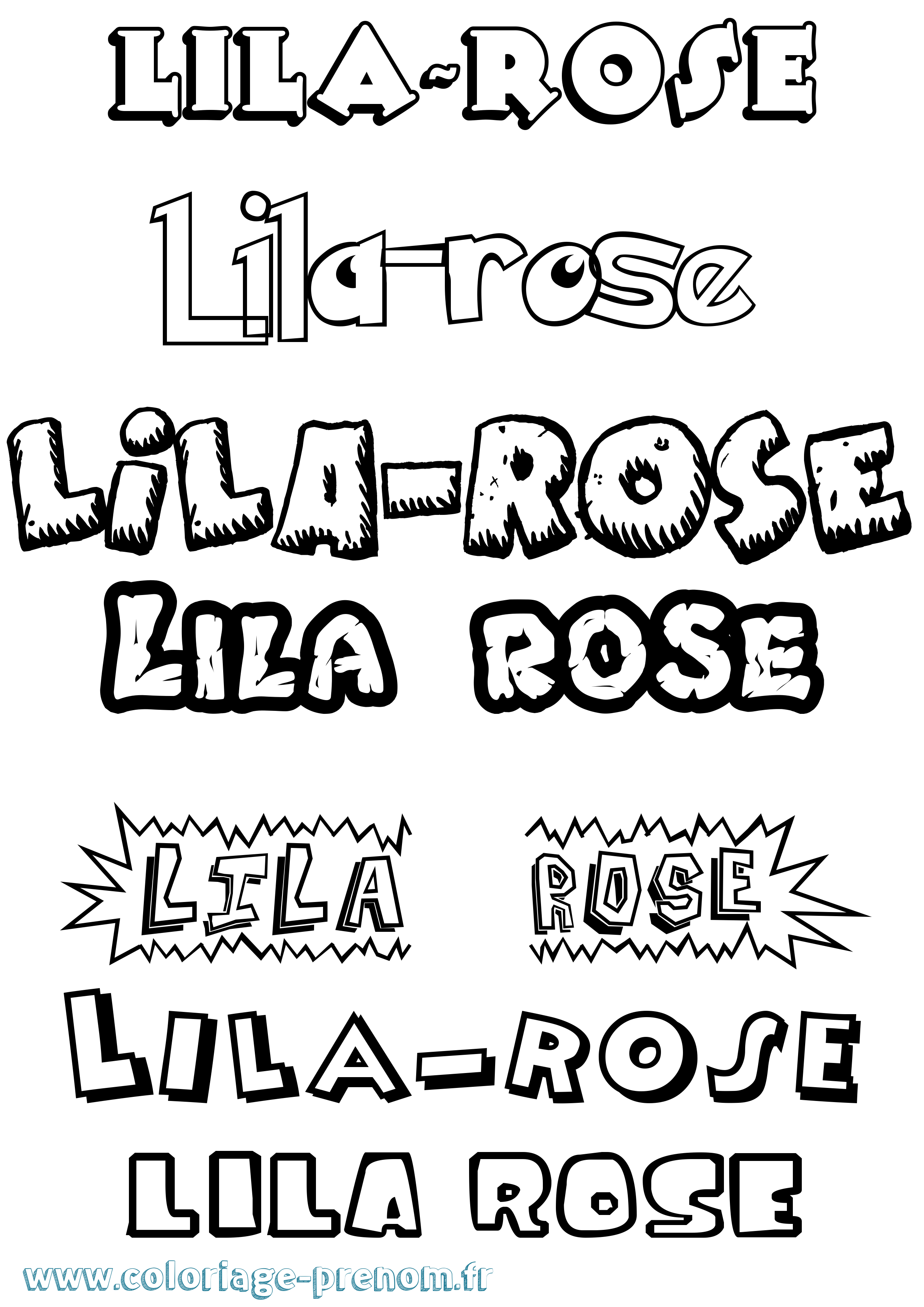 Coloriage Lila-Rose Dessin Animé Coloriage prénom Lila-Rose Dessin Animé