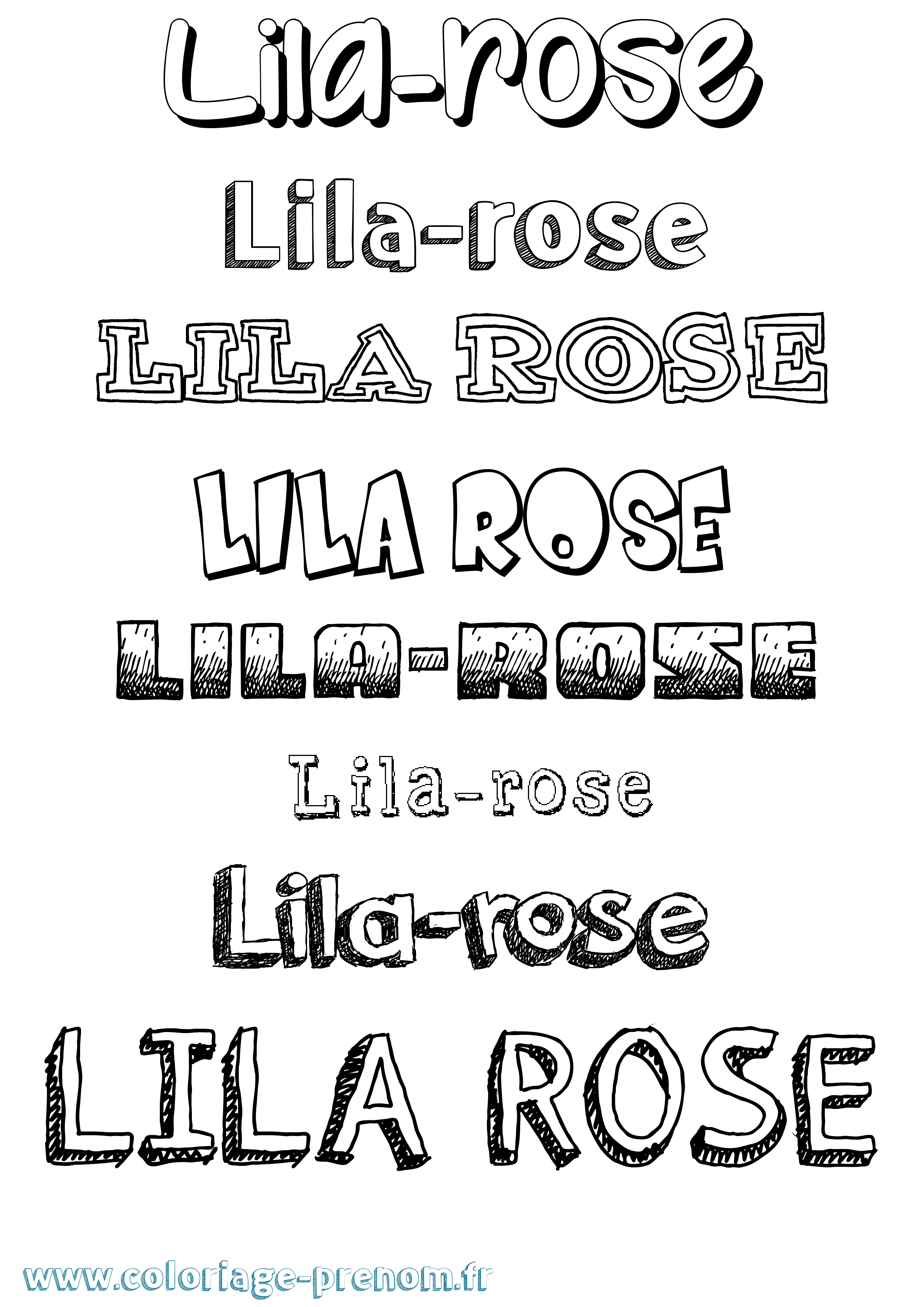 Coloriage Lila-Rose Dessiné Coloriage prénom Lila-Rose Dessiné