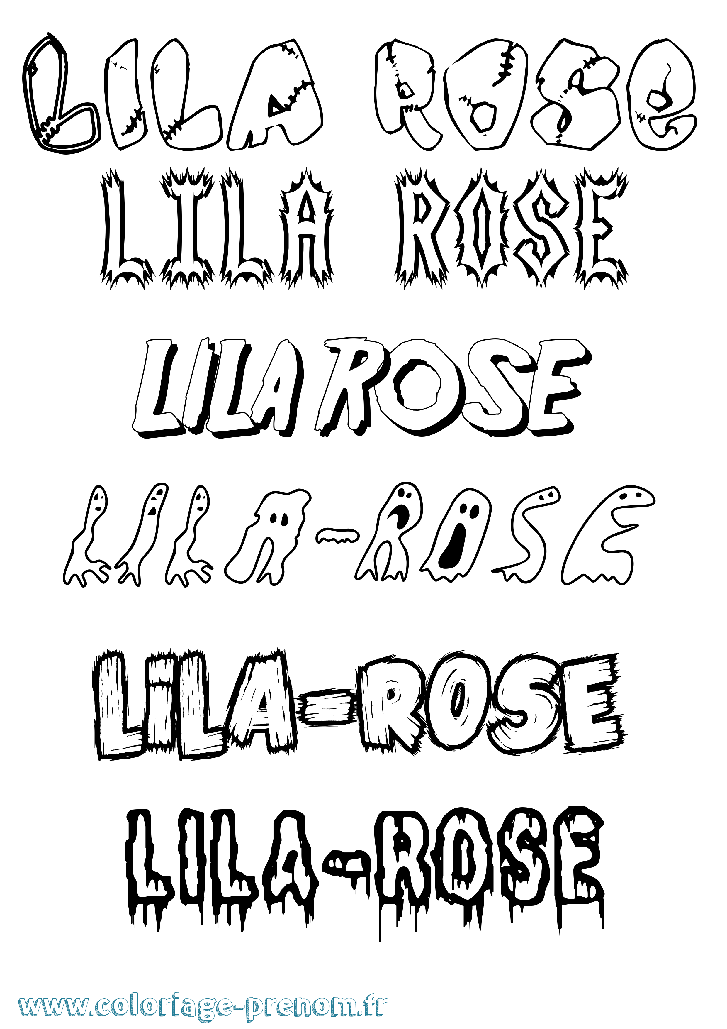 Coloriage Lila-Rose Frisson Coloriage prénom Lila-Rose Frisson