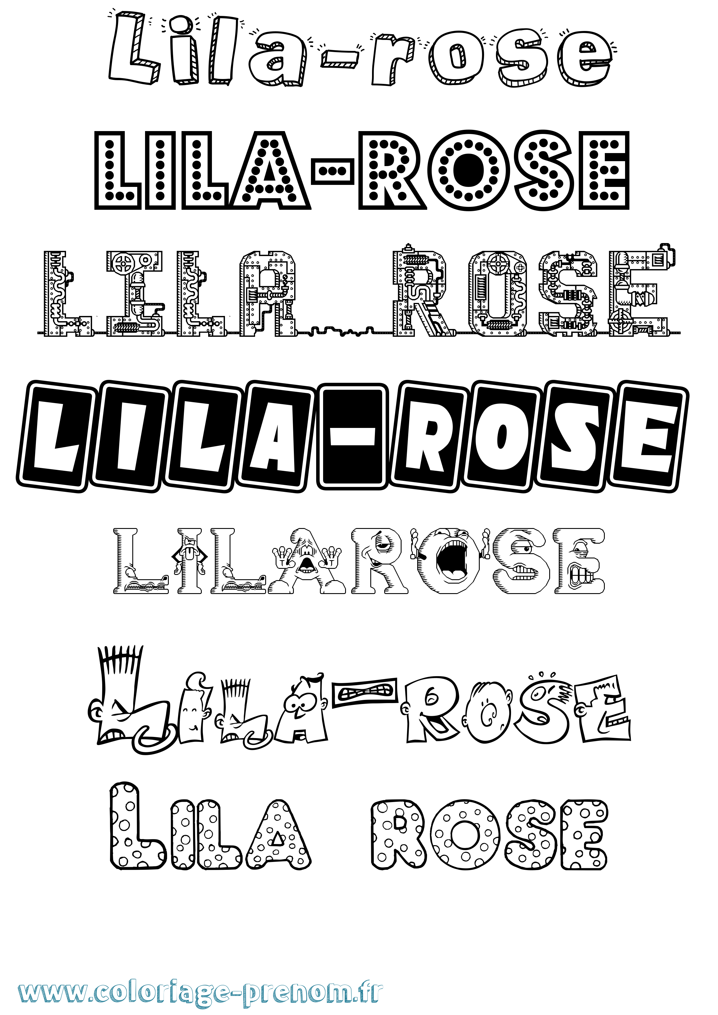 Coloriage Lila-Rose Fun Coloriage prénom Lila-Rose Fun
