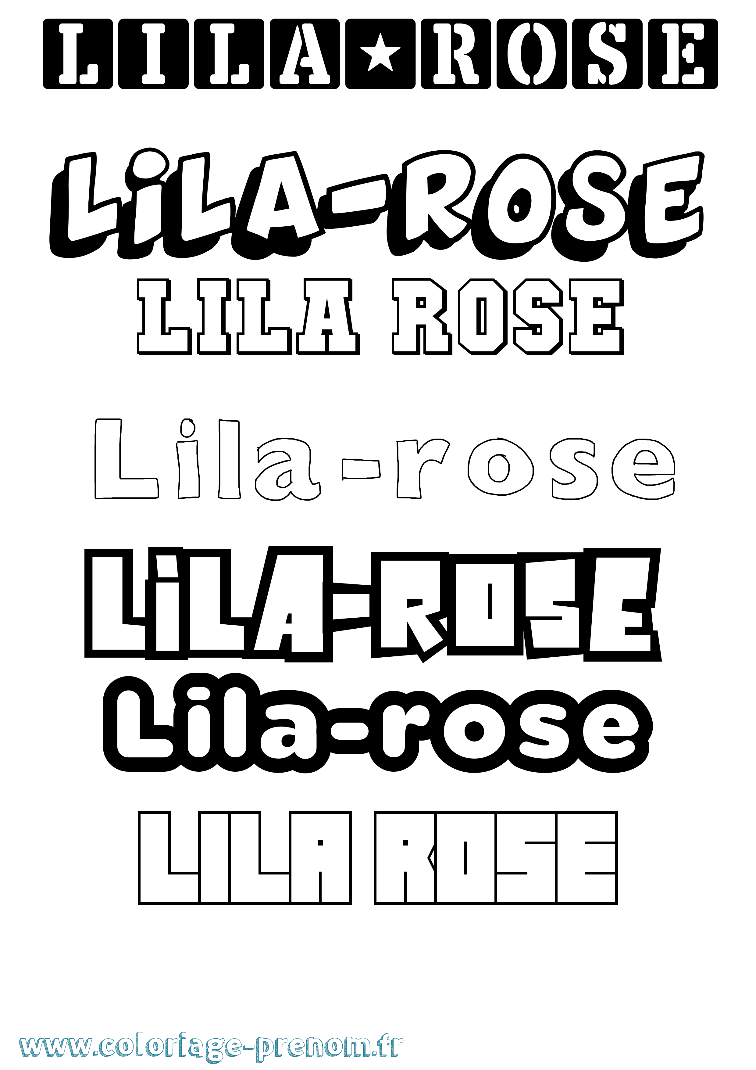 Coloriage Lila-Rose Simple Coloriage prénom Lila-Rose Simple