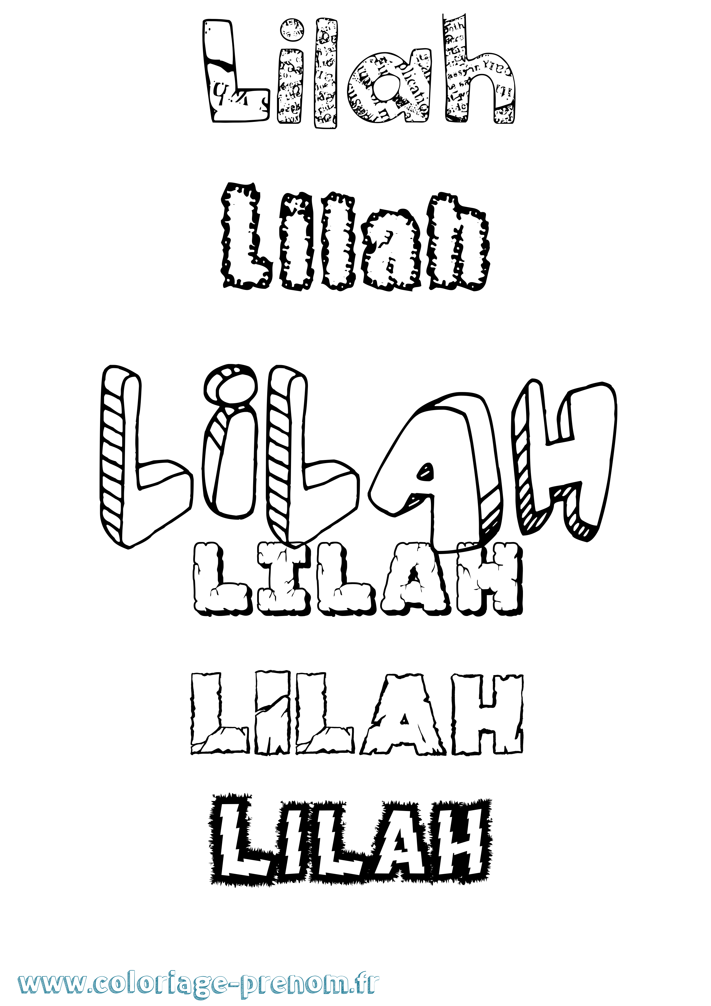 Coloriage Lilah Destructuré Coloriage prénom Lilah Destructuré