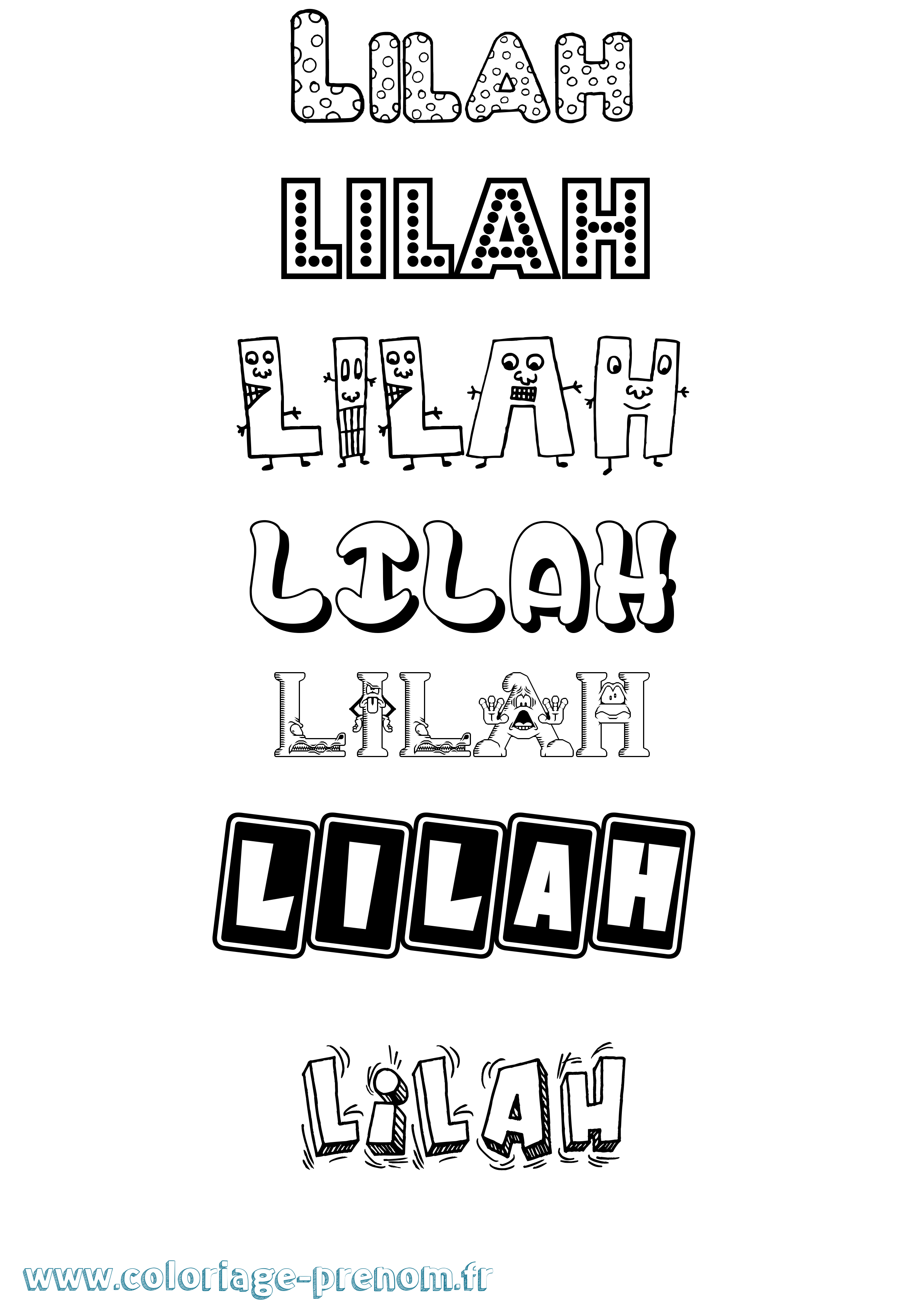 Coloriage Lilah Fun Coloriage prénom Lilah Fun