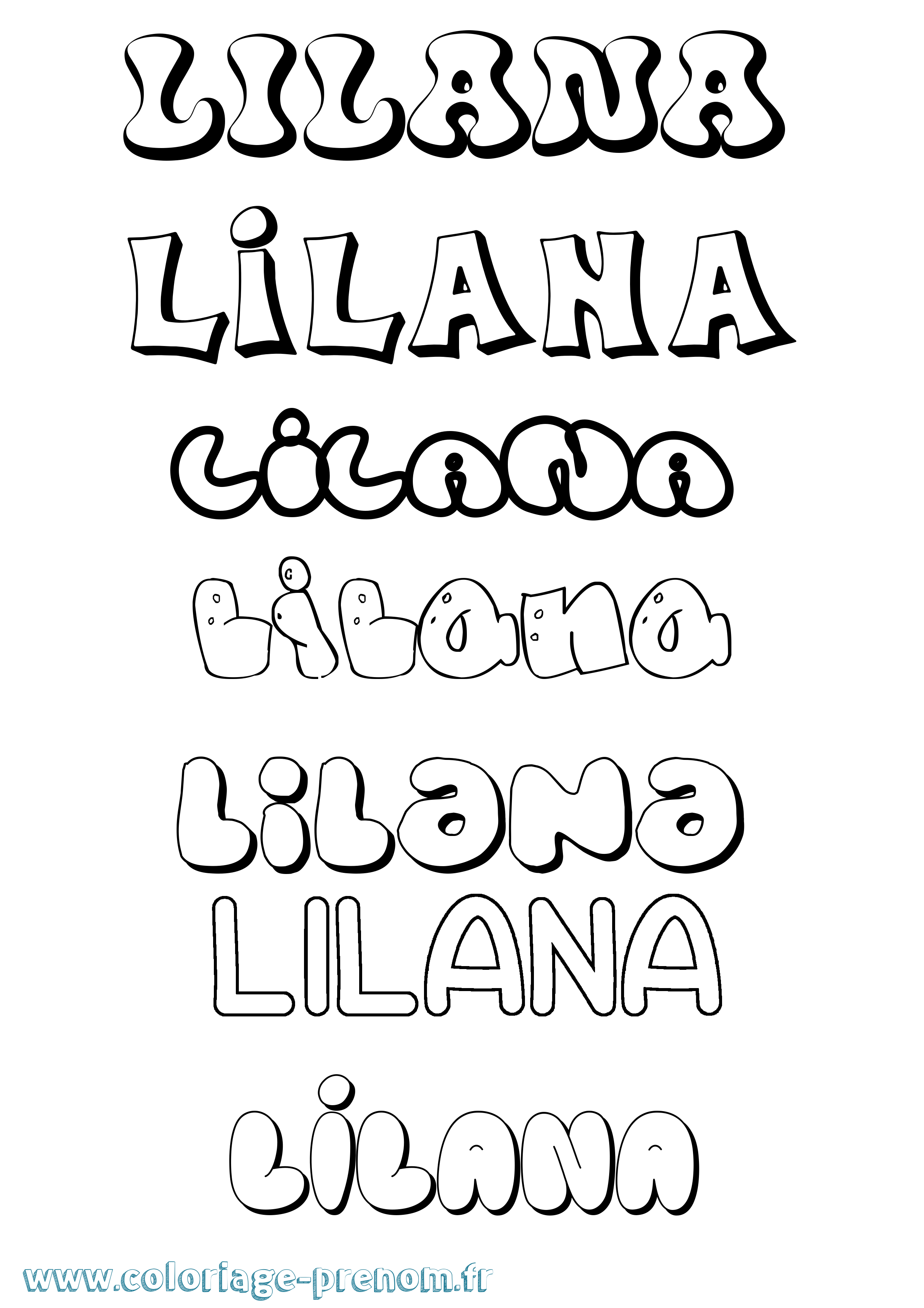 Coloriage Lilana Bubble Coloriage prénom Lilana Bubble