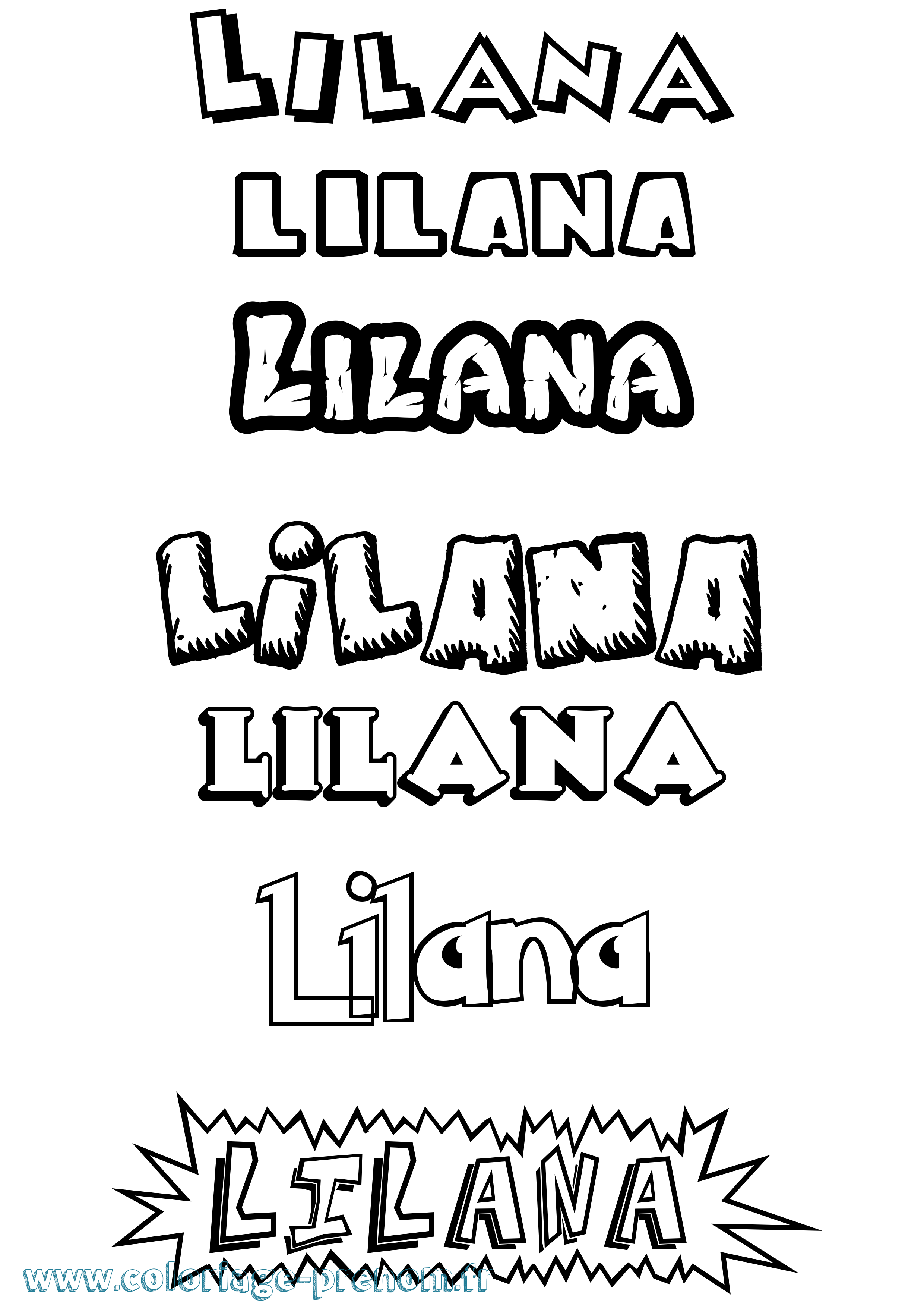 Coloriage Lilana Dessin Animé Coloriage prénom Lilana Dessin Animé