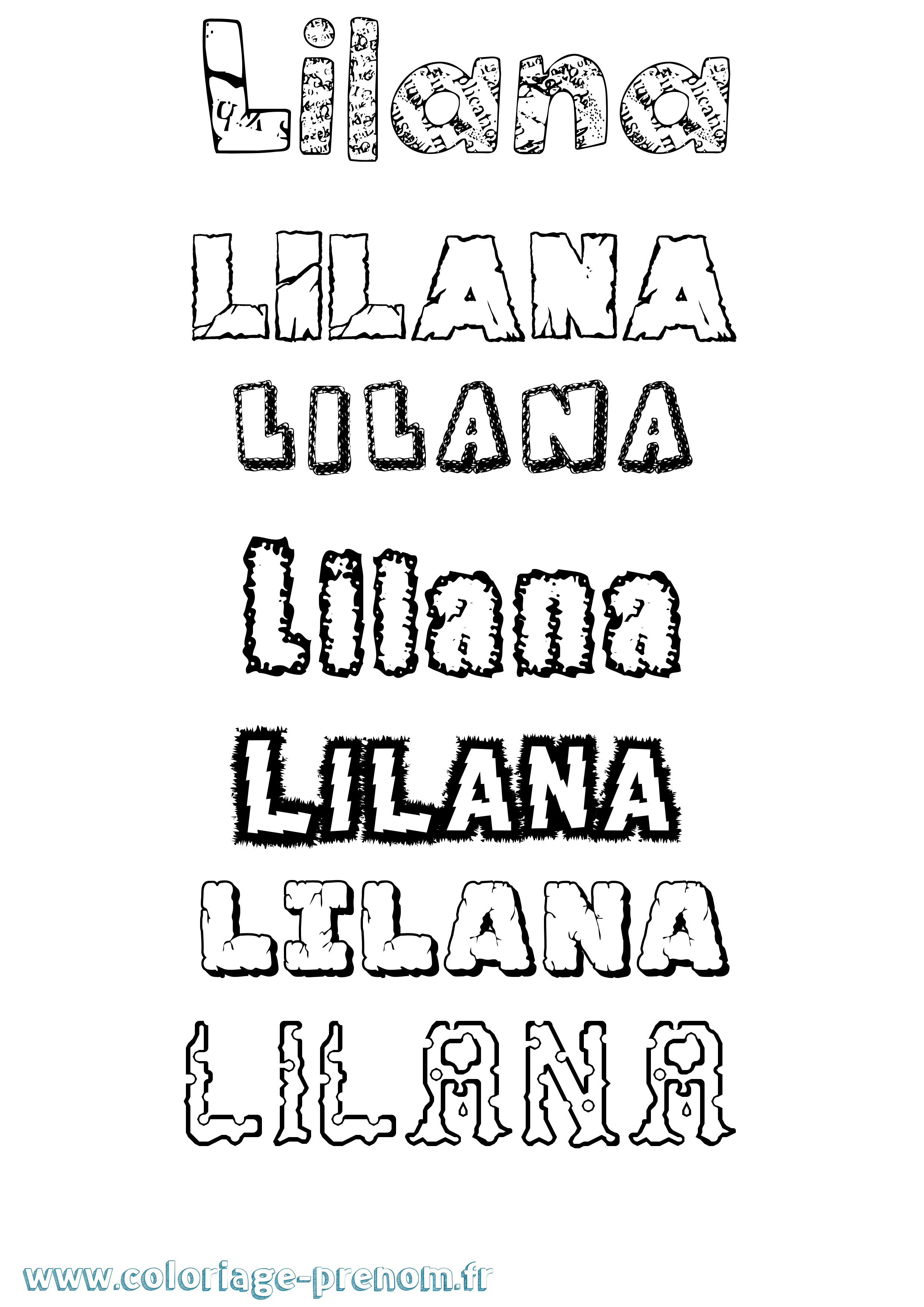 Coloriage Lilana Destructuré Coloriage prénom Lilana Destructuré