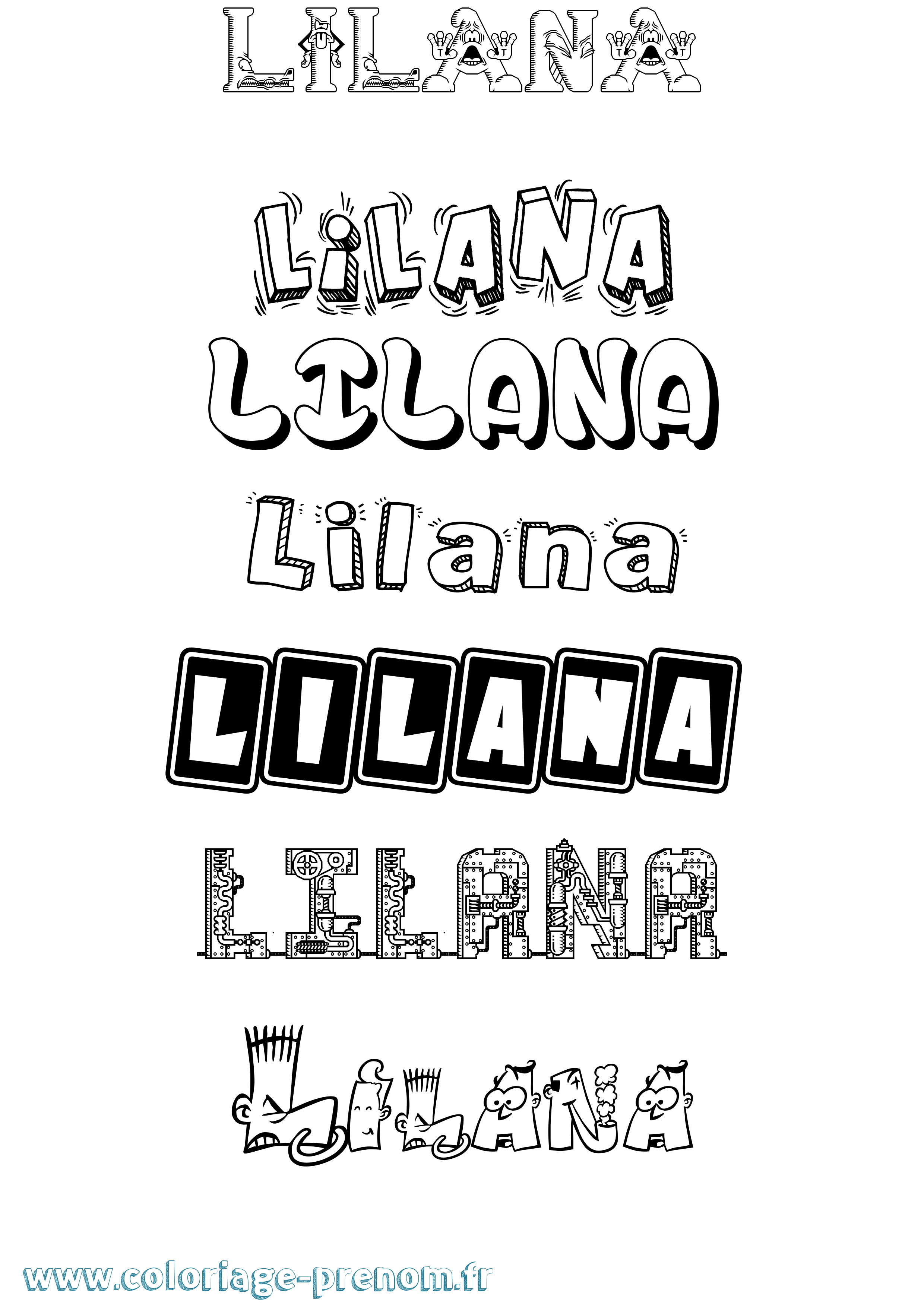 Coloriage Lilana Fun Coloriage prénom Lilana Fun