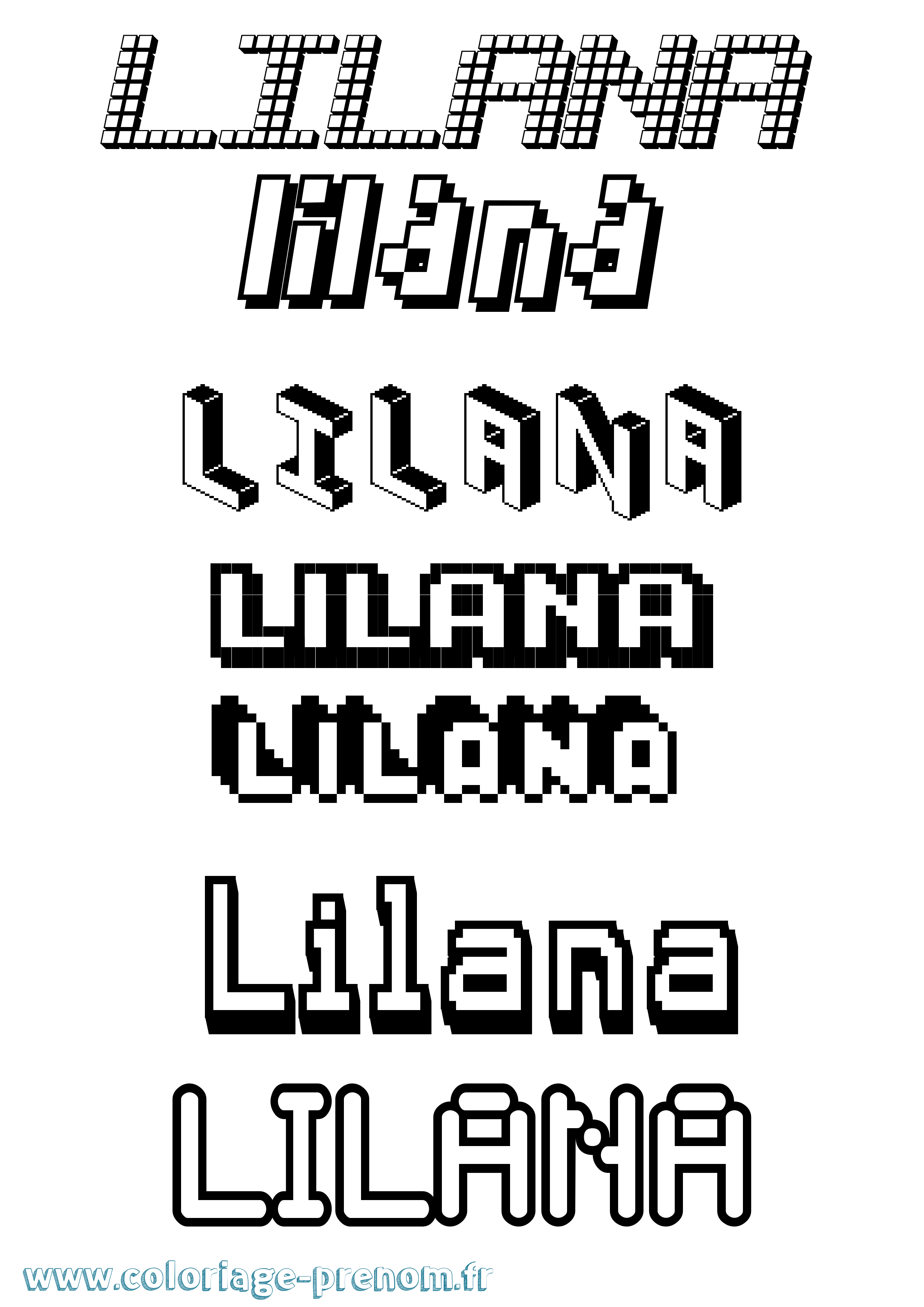 Coloriage Lilana Pixel Coloriage prénom Lilana Pixel