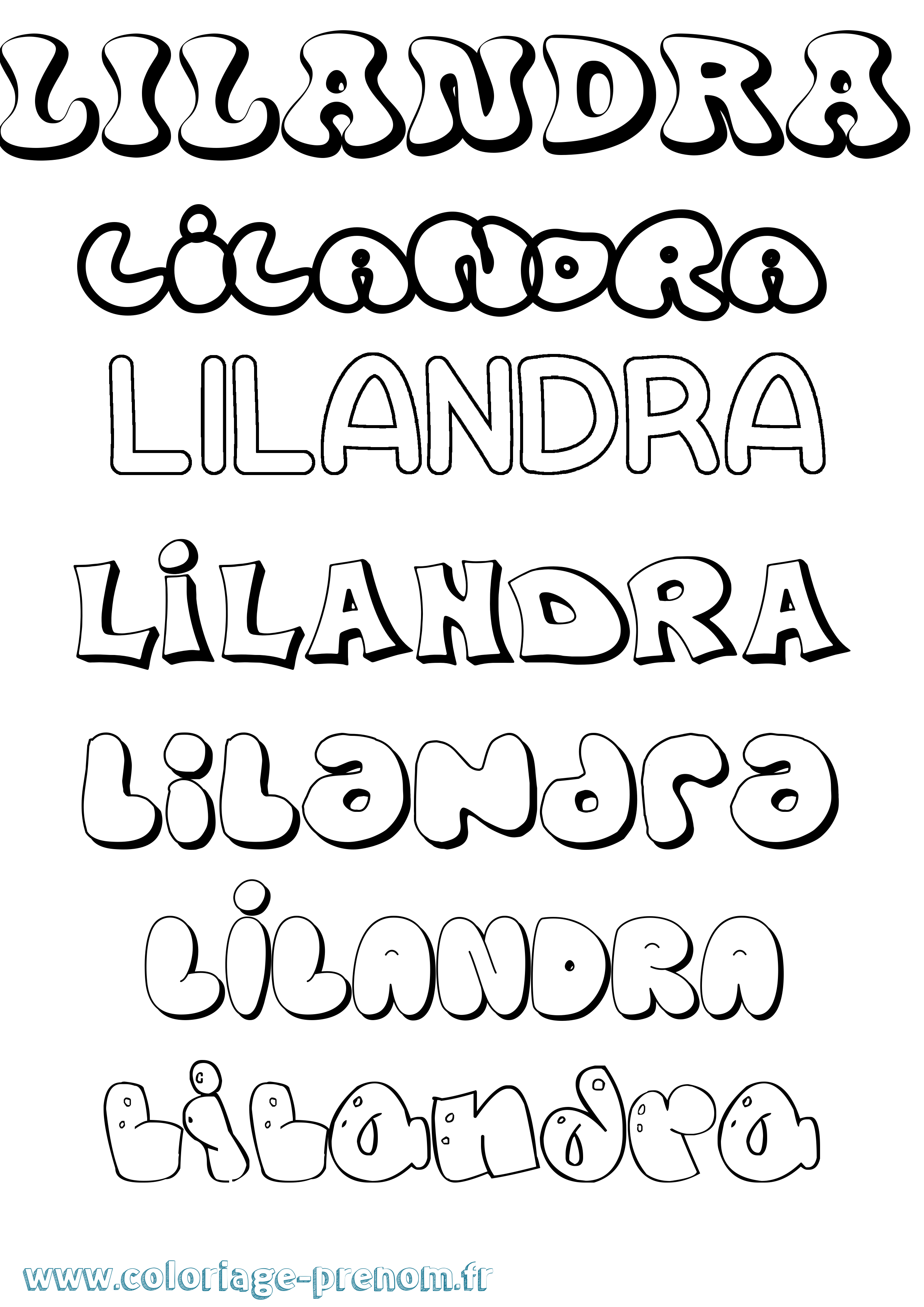 Coloriage Lilandra Bubble Coloriage prénom Lilandra Bubble