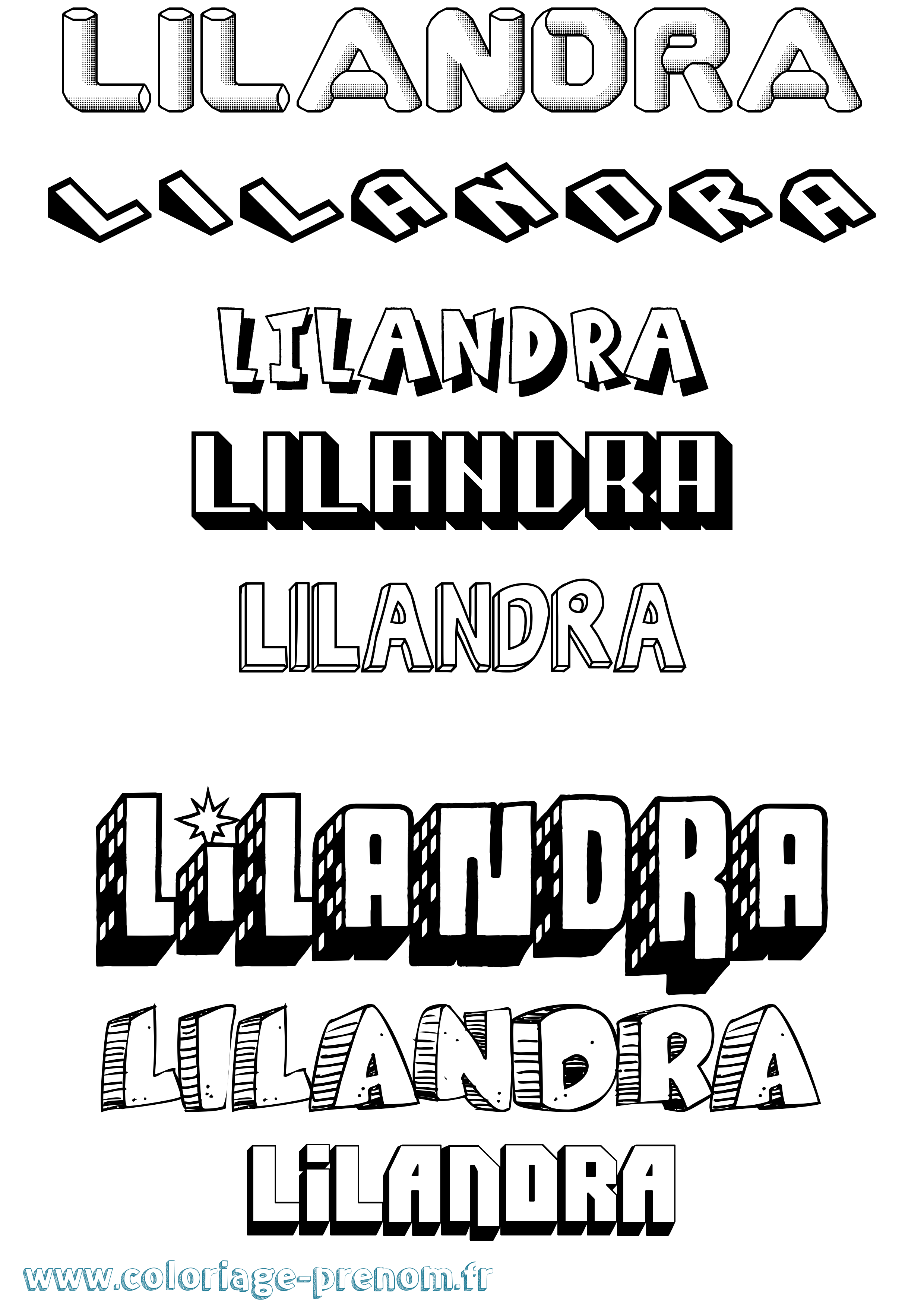 Coloriage Lilandra Effet 3D Coloriage prénom Lilandra Effet 3D