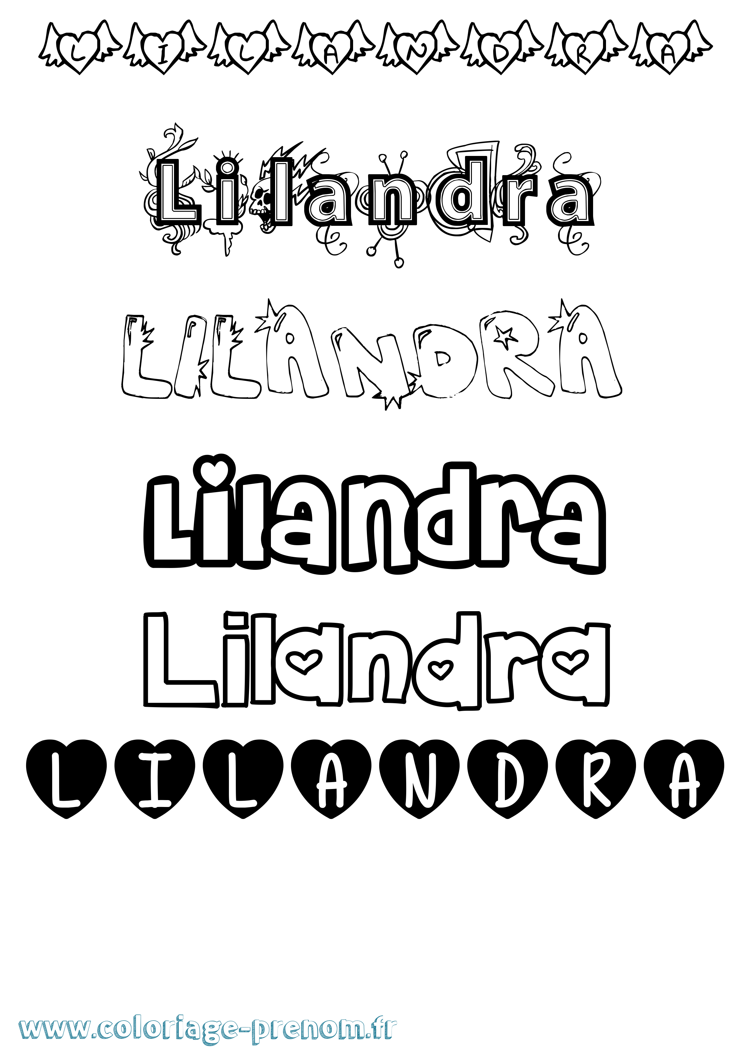 Coloriage Lilandra Girly Coloriage prénom Lilandra Girly