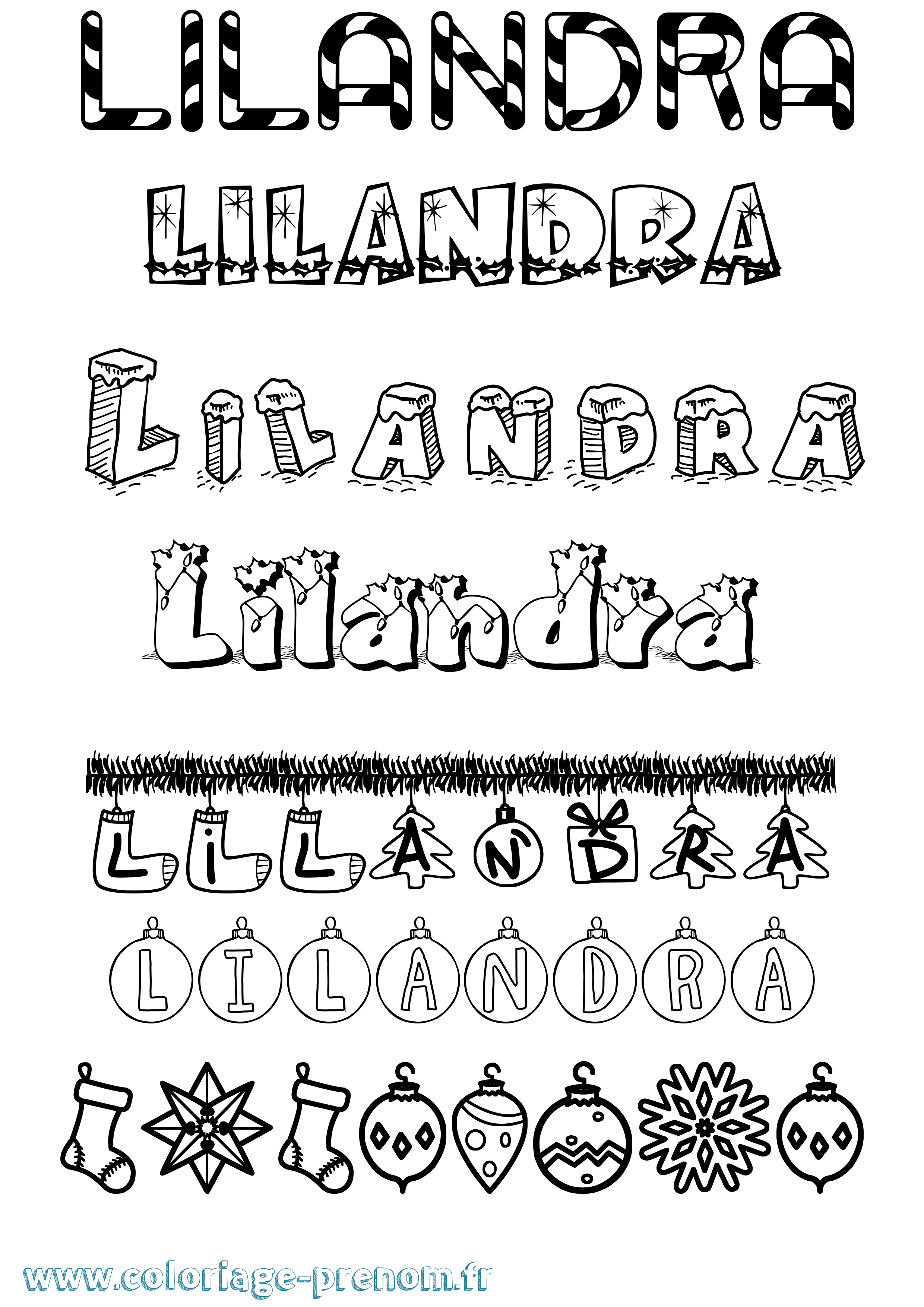 Coloriage Lilandra Noël Coloriage prénom Lilandra Noël