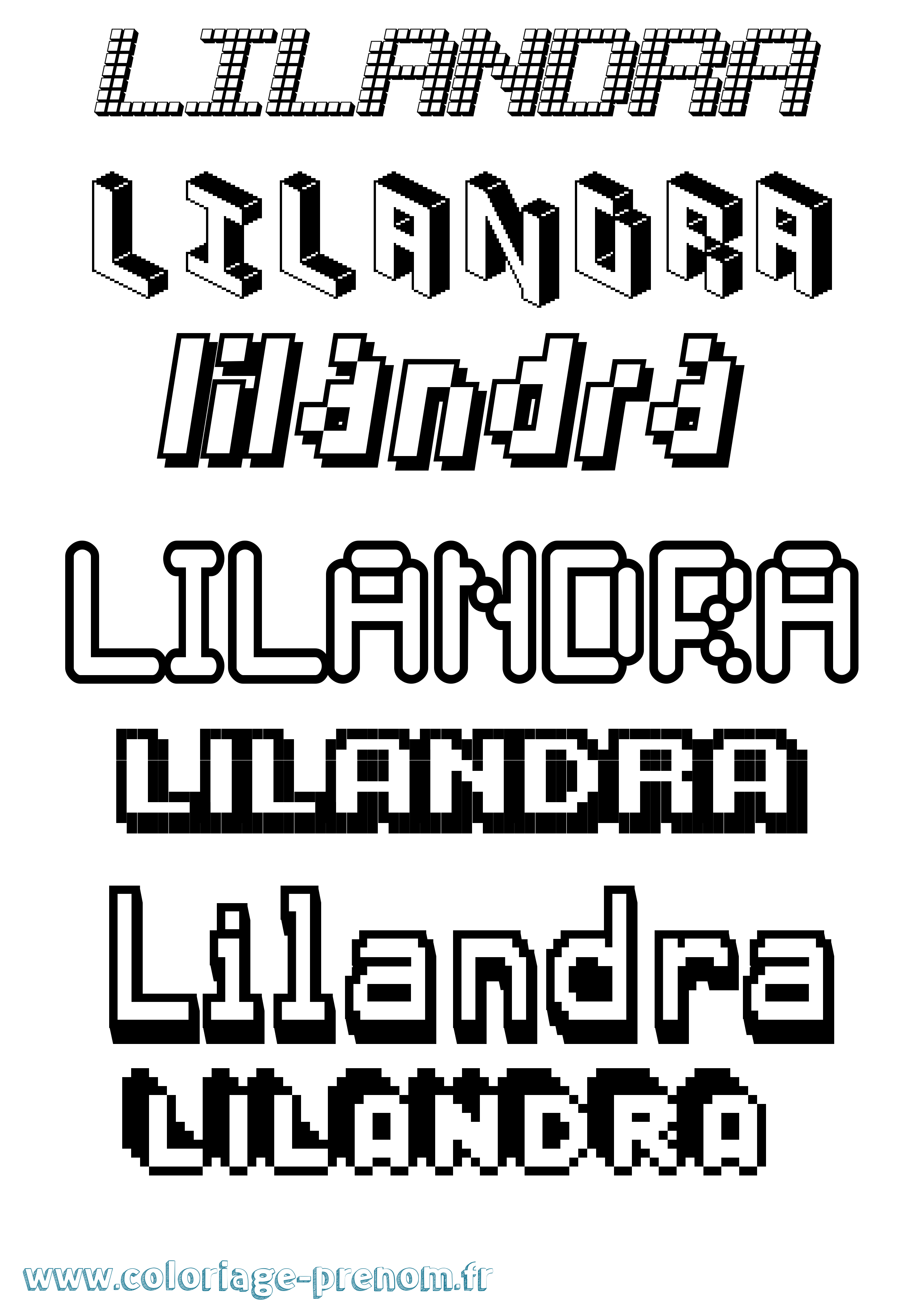Coloriage Lilandra Pixel Coloriage prénom Lilandra Pixel