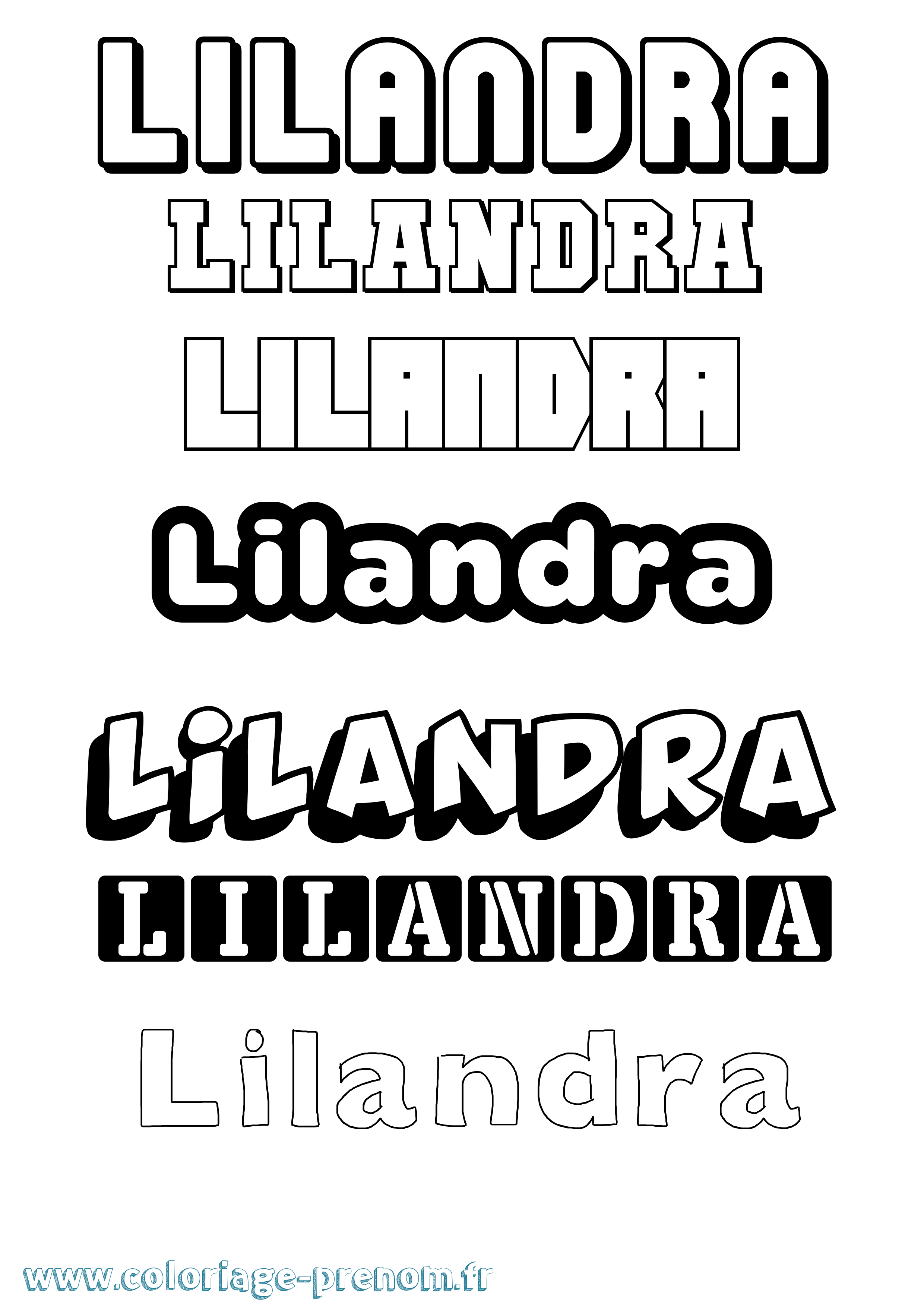 Coloriage Lilandra Simple Coloriage prénom Lilandra Simple