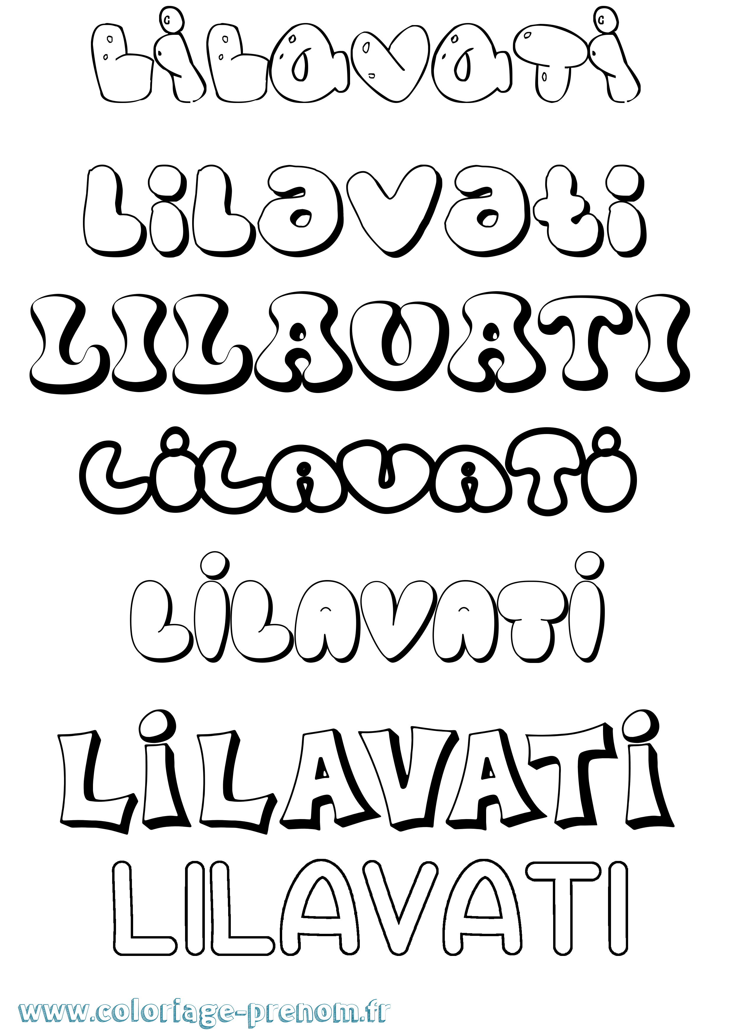 Coloriage Lilavati Bubble Coloriage prénom Lilavati Bubble